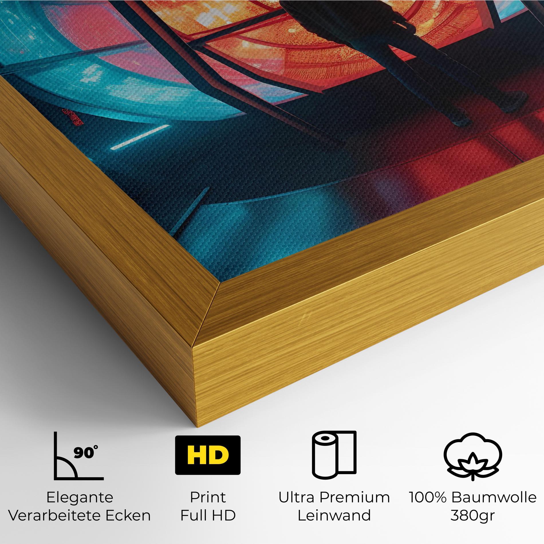 Leinwandbild Tunnel Red Blue Light mockup 4