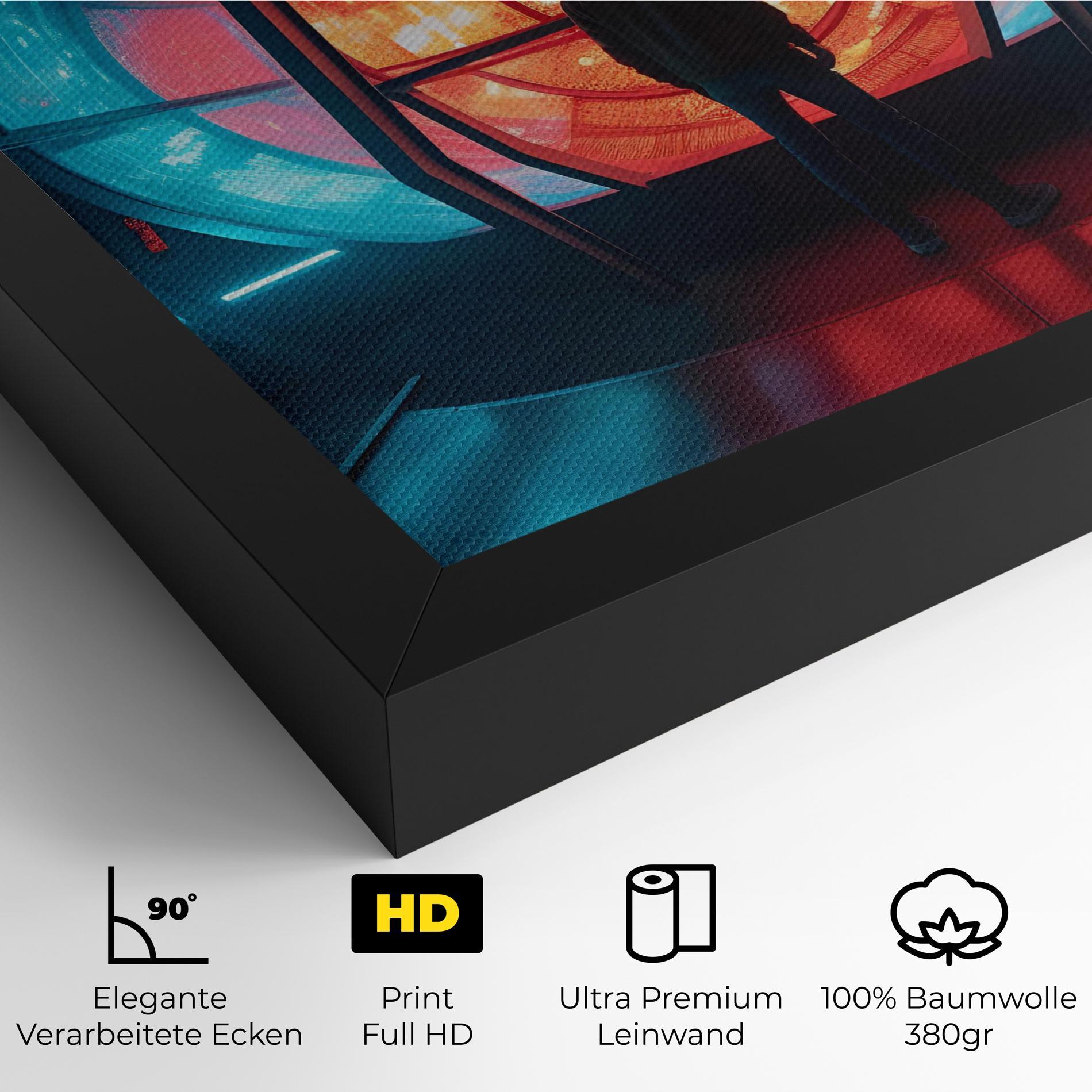 Leinwandbild Tunnel Red Blue Light mockup 4