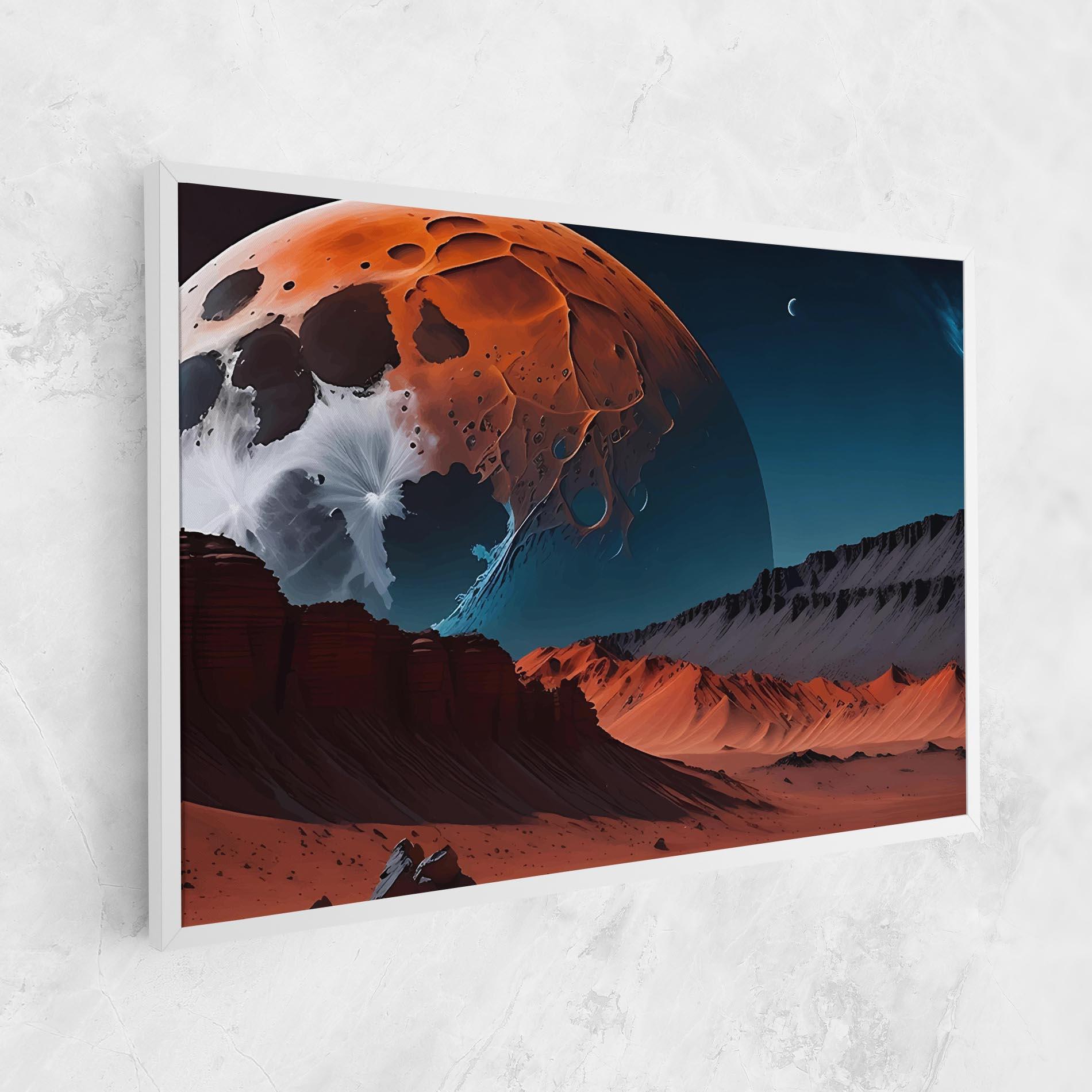 Leinwandbild Grey Orange Moon Art mockup 1