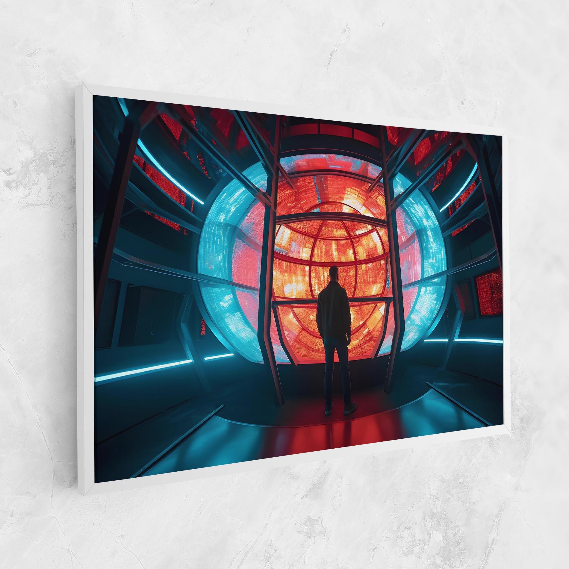 Leinwandbild Tunnel Red Blue Light mockup 1