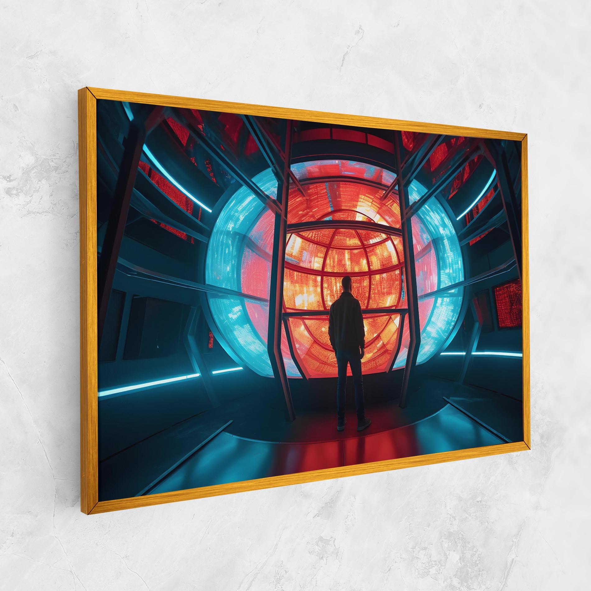 Leinwandbild Tunnel Red Blue Light mockup 1