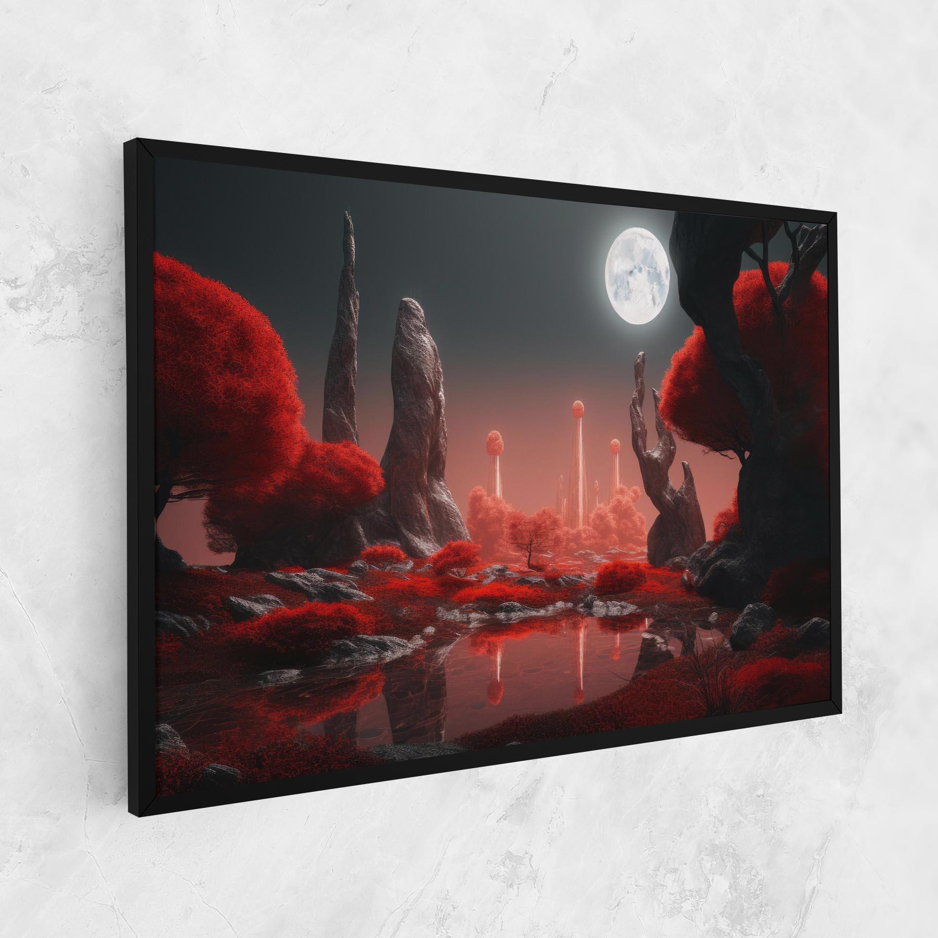 Leinwandbild Red Alien Trees mockup 1