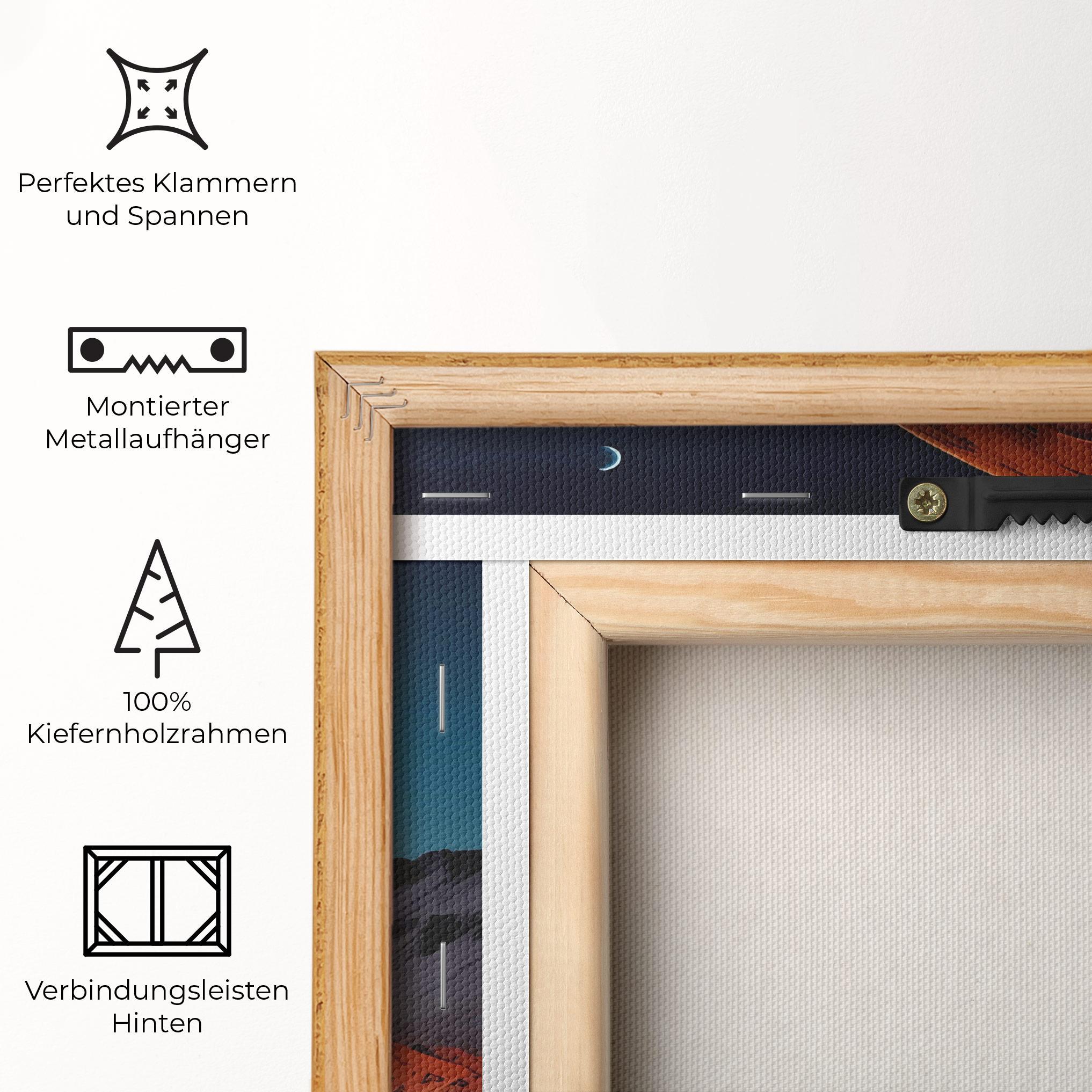 Leinwandbild Grey Orange Moon Art mockup 5