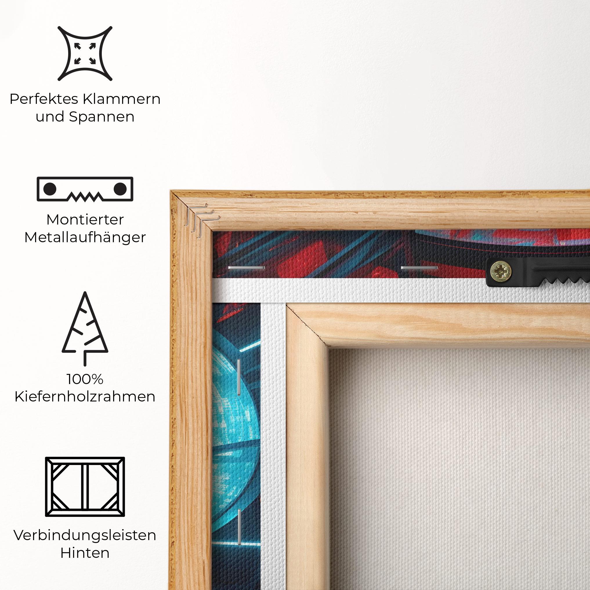 Leinwandbild Tunnel Red Blue Light mockup 5