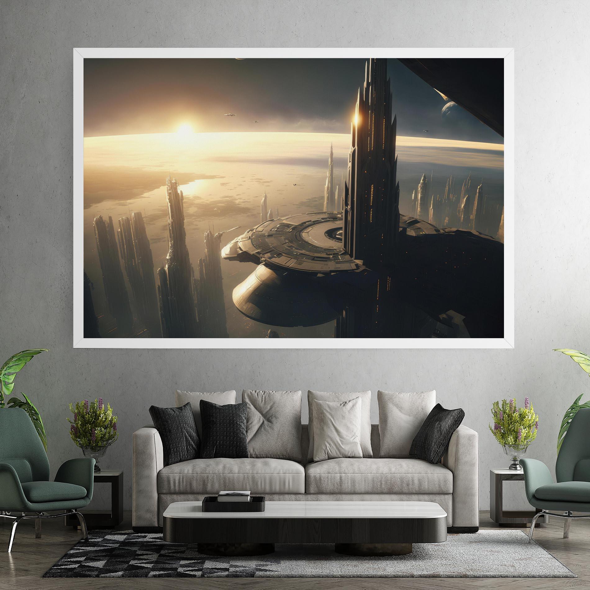 Leinwandbild Fantasy Futuristic Cityscape mockup 7