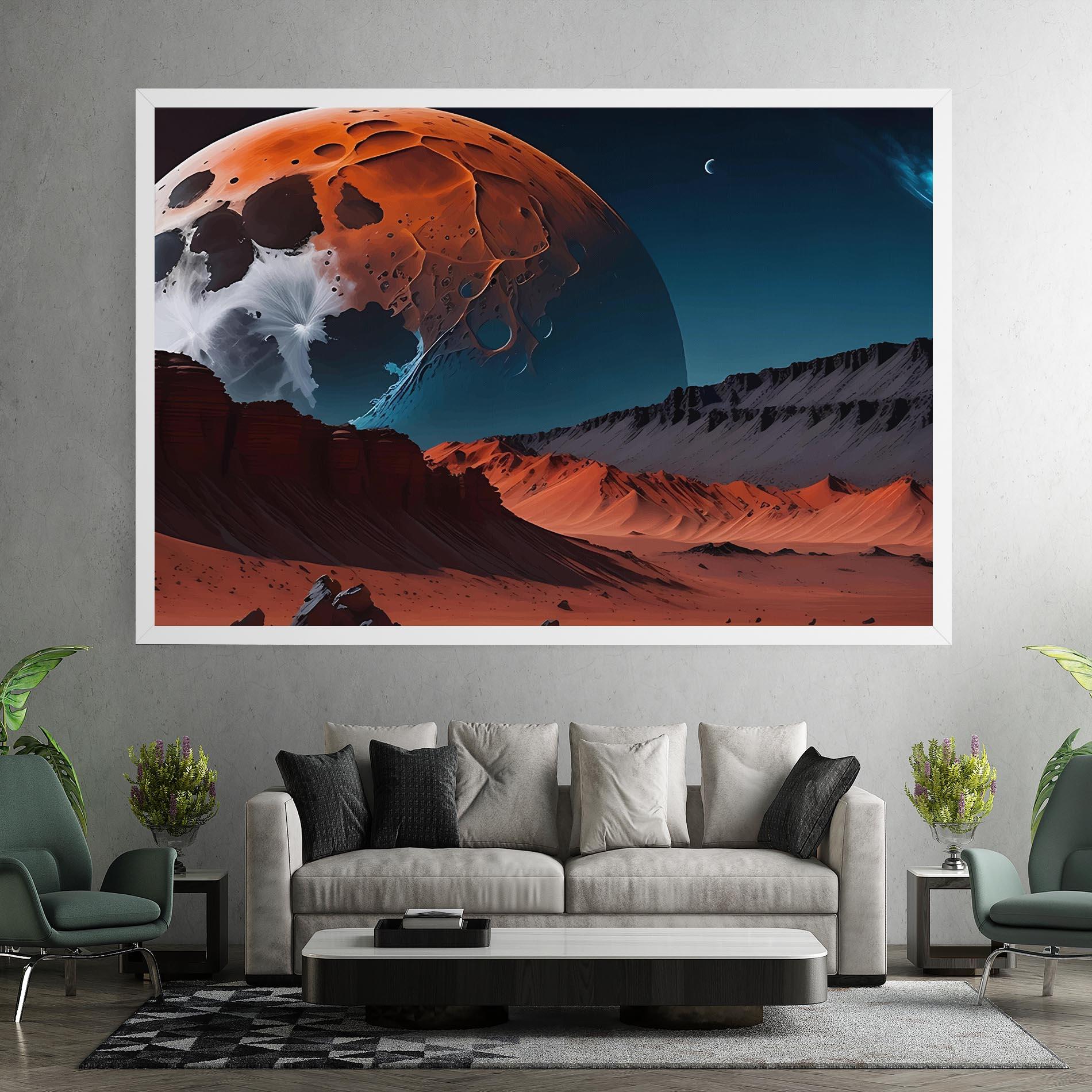 Leinwandbild Grey Orange Moon Art mockup 7