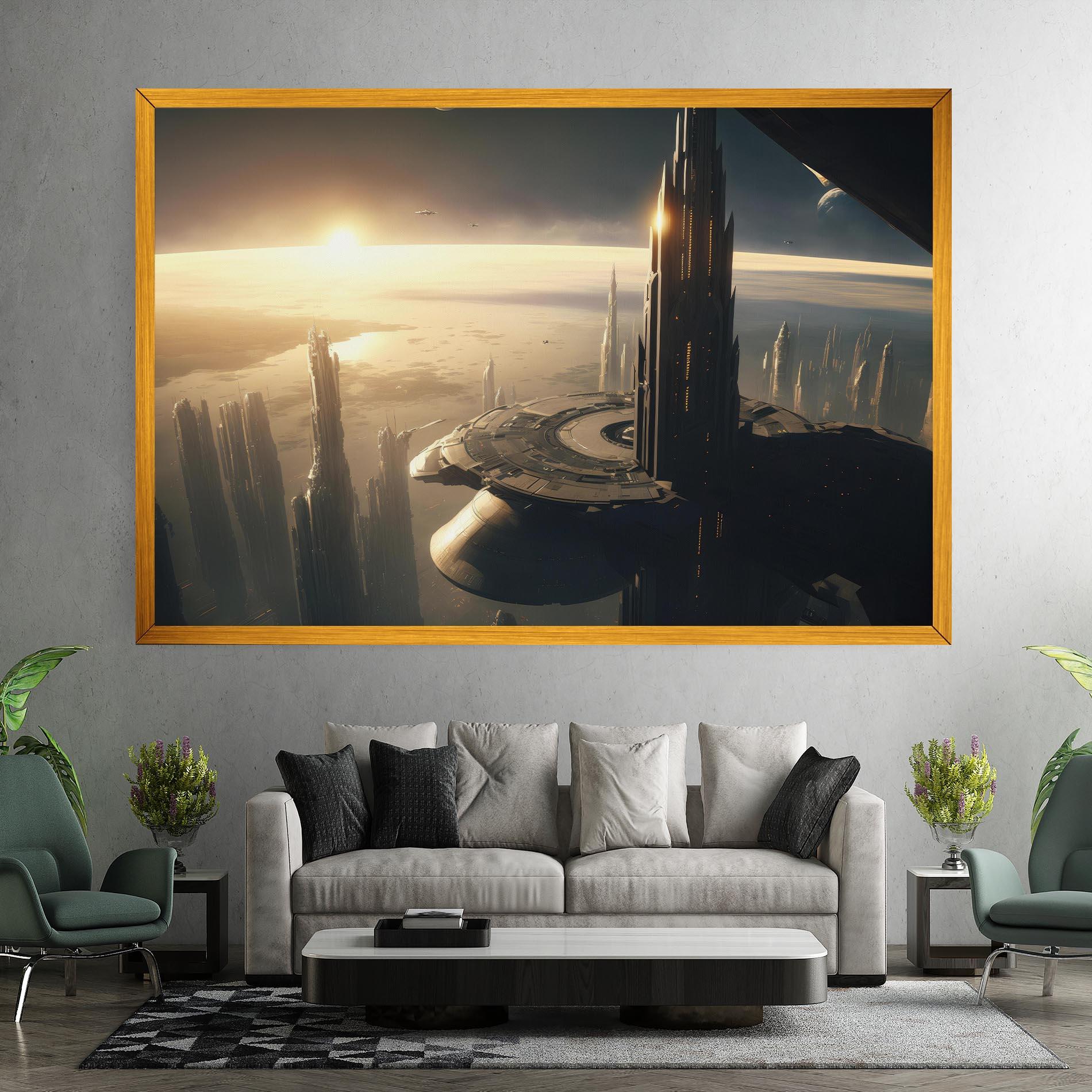 Leinwandbild Fantasy Futuristic Cityscape mockup 7