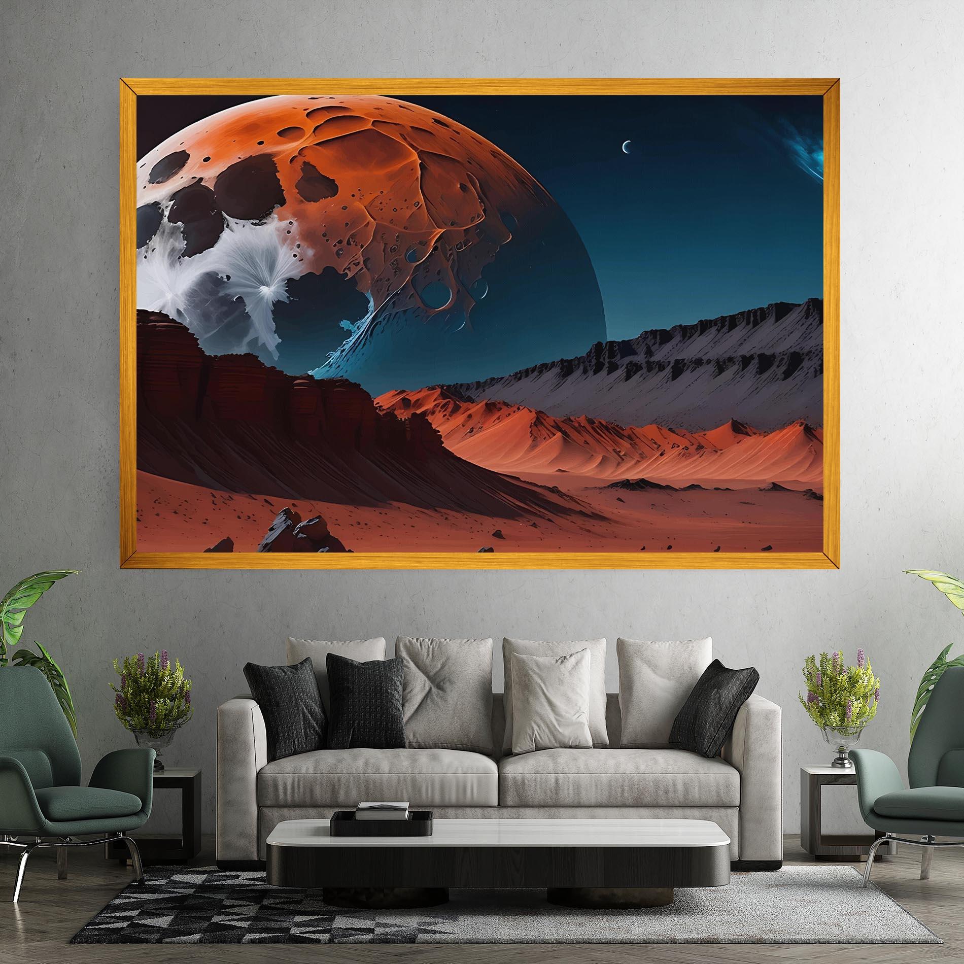 Leinwandbild Grey Orange Moon Art mockup 7