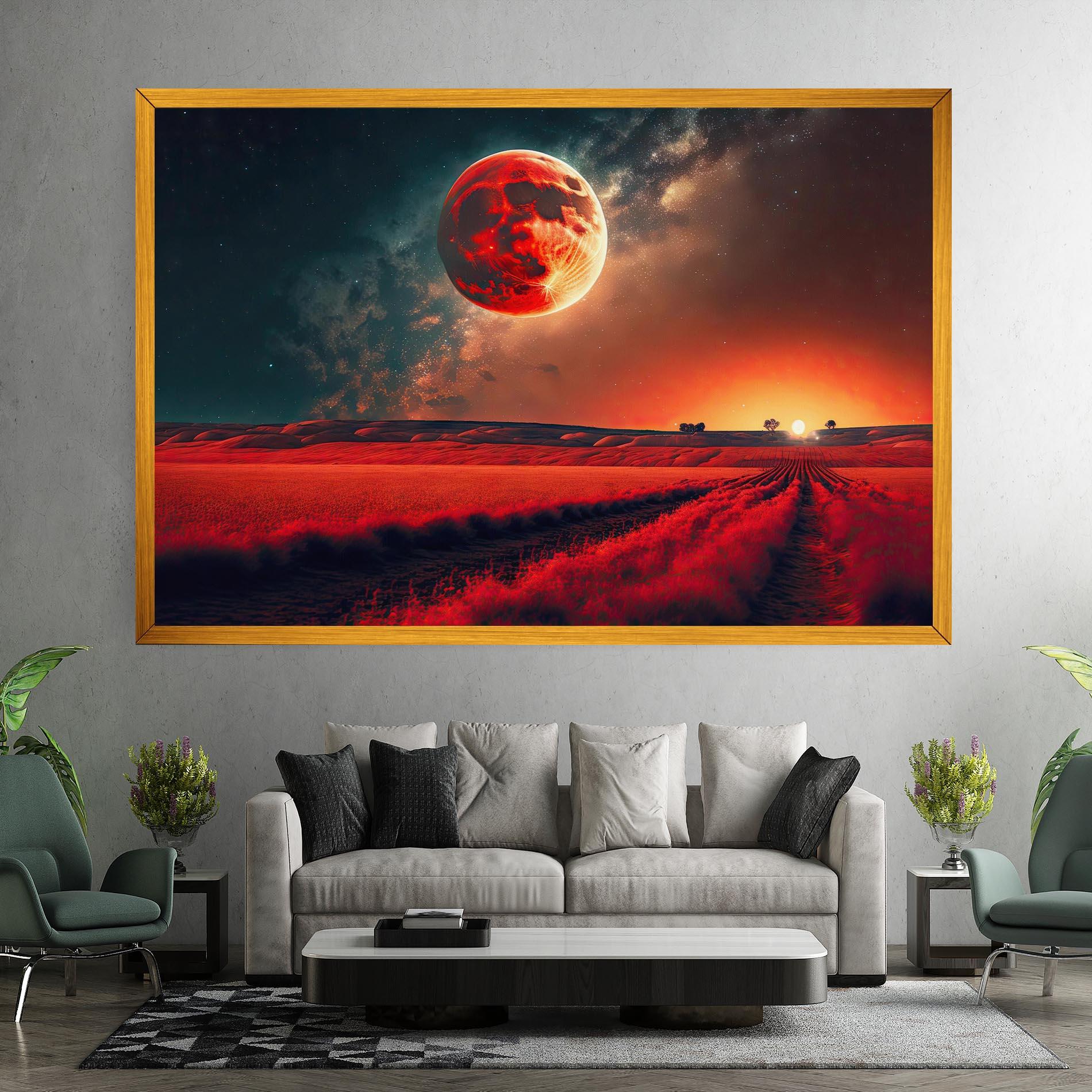 Leinwandbild Huge Red Moon mockup 7