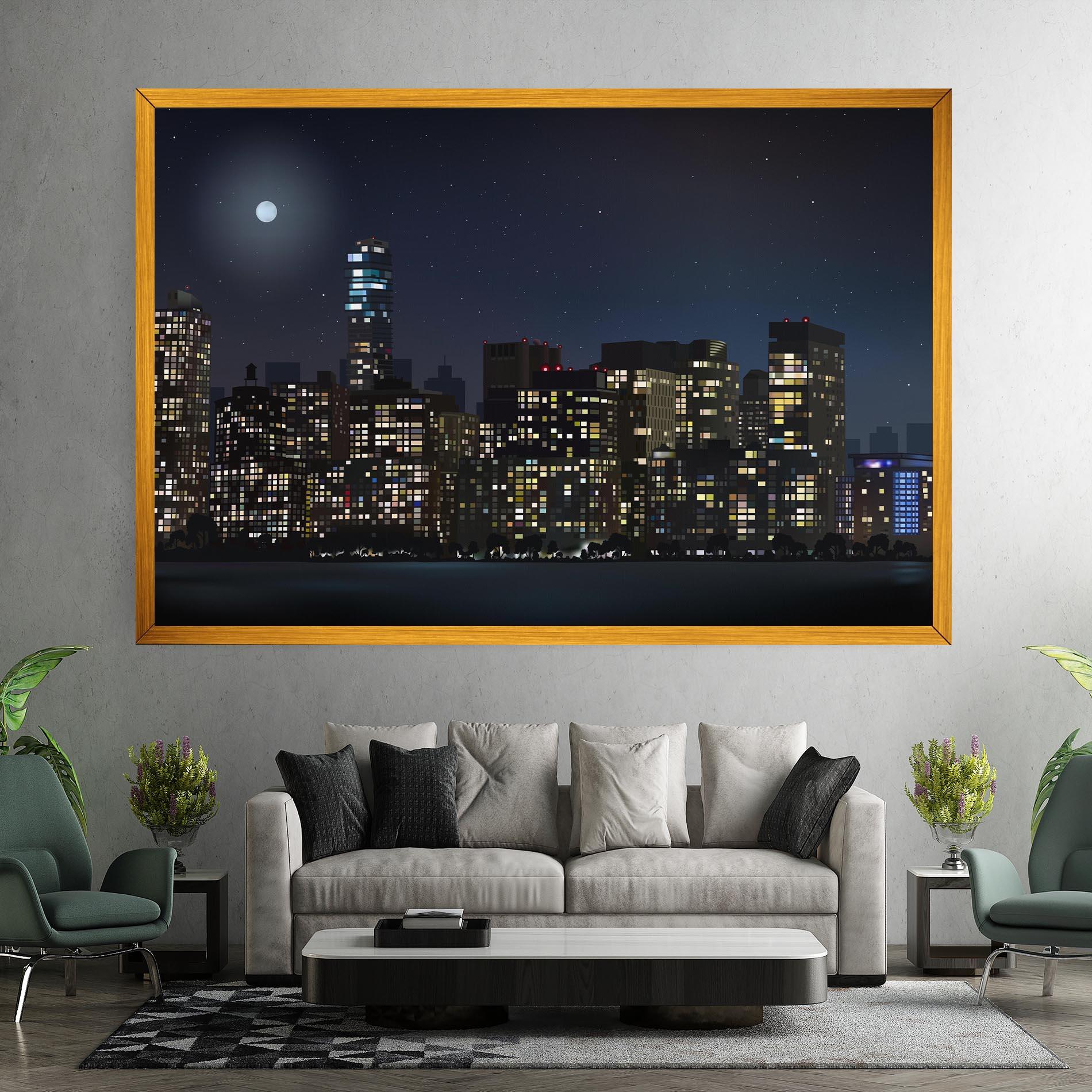 Leinwandbild Urban City Night mockup 7