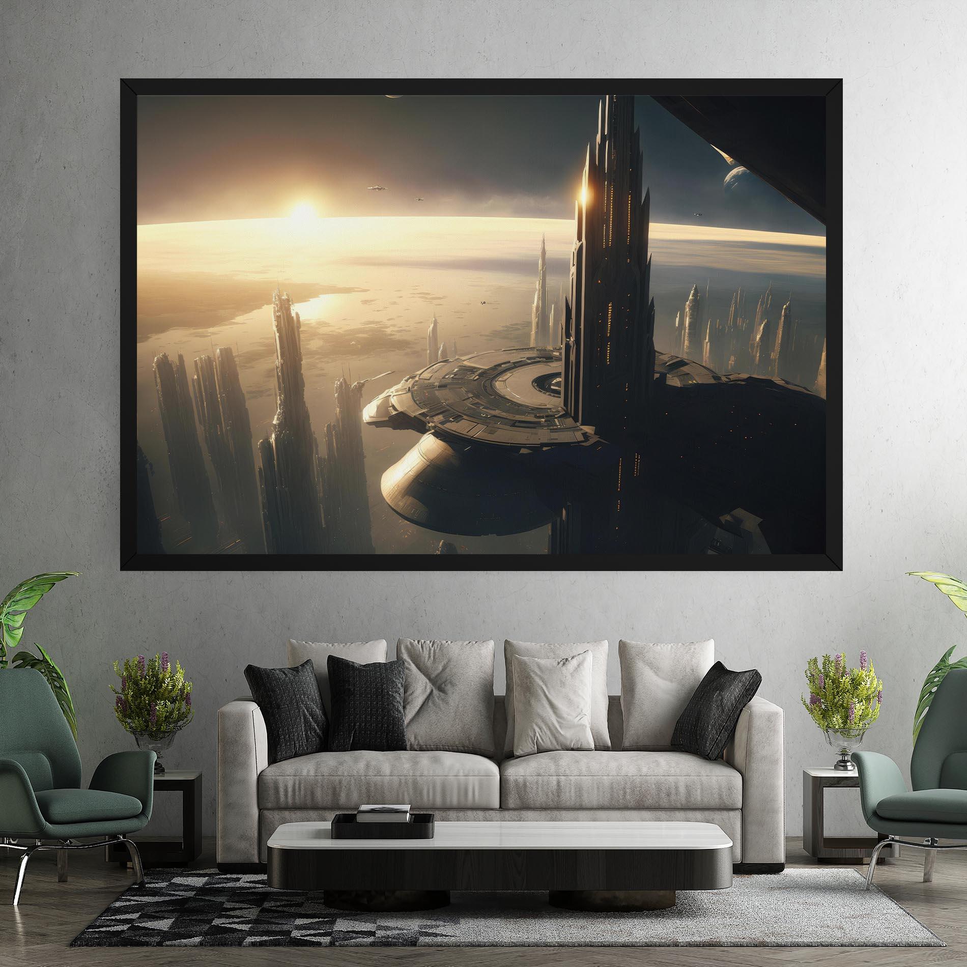 Leinwandbild Fantasy Futuristic Cityscape mockup 7