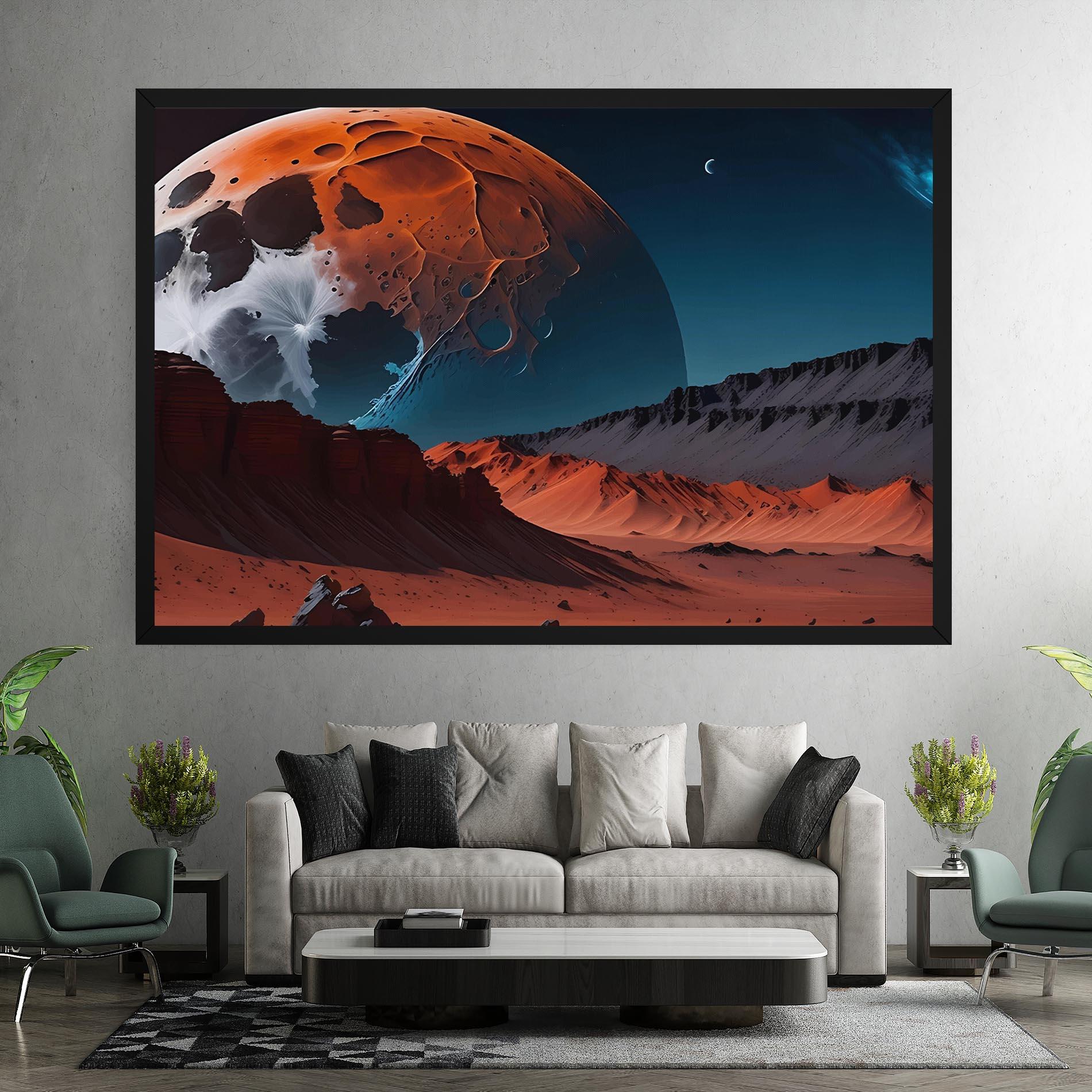Leinwandbild Grey Orange Moon Art mockup 7