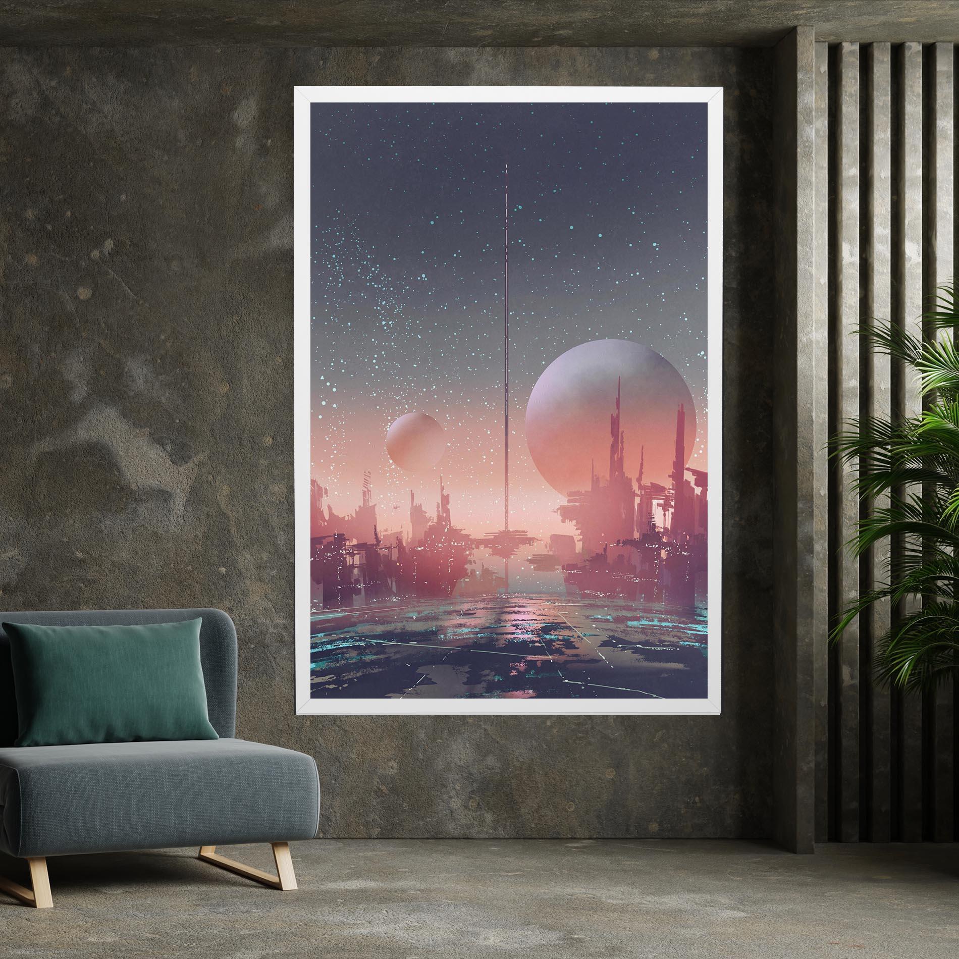 Leinwandbild Futuristic Alien Buildings mockup 7