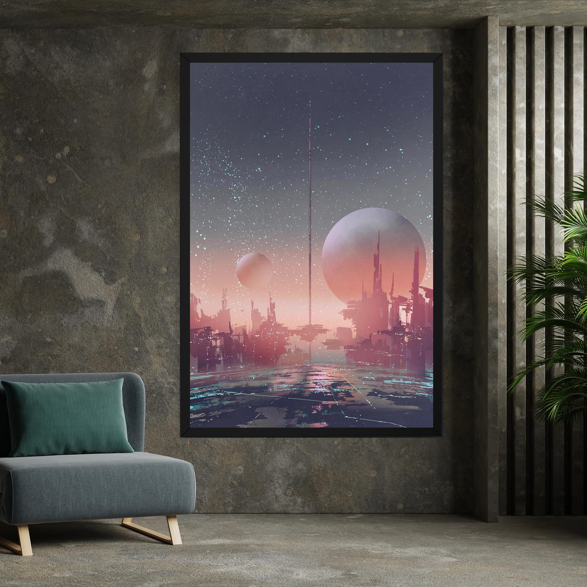 Leinwandbild Futuristic Alien Buildings mockup 7