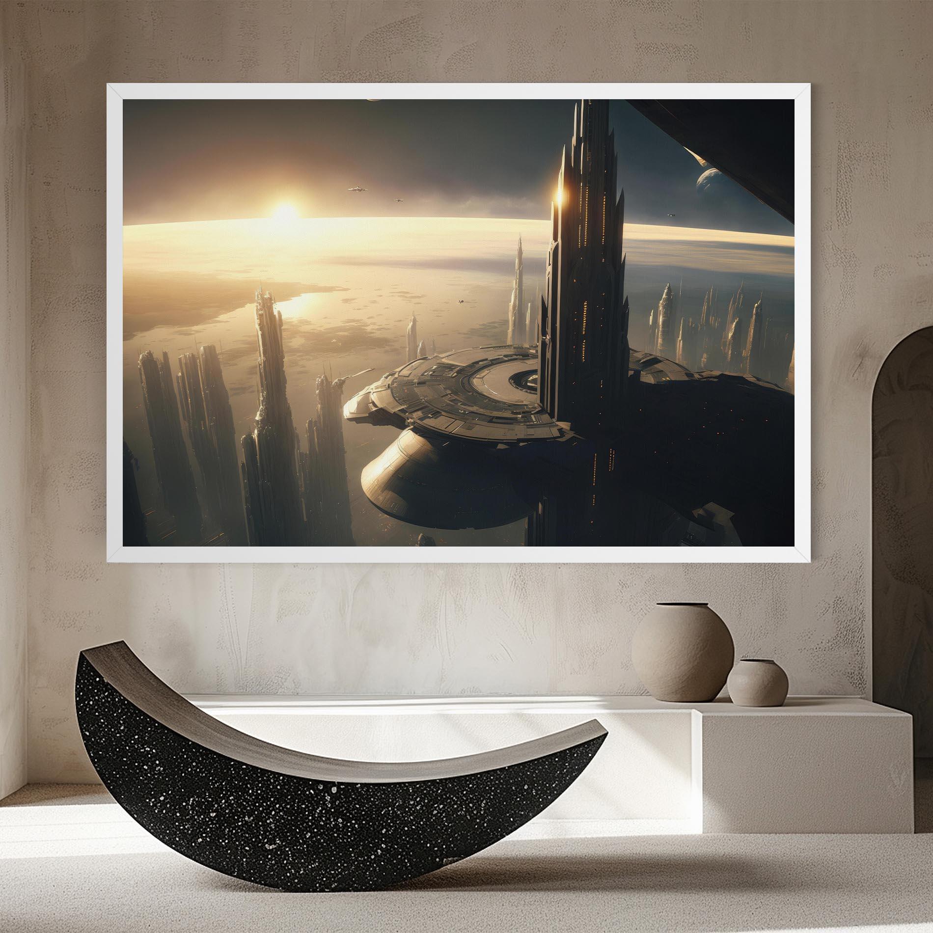 Leinwandbild Fantasy Futuristic Cityscape mockup 8
