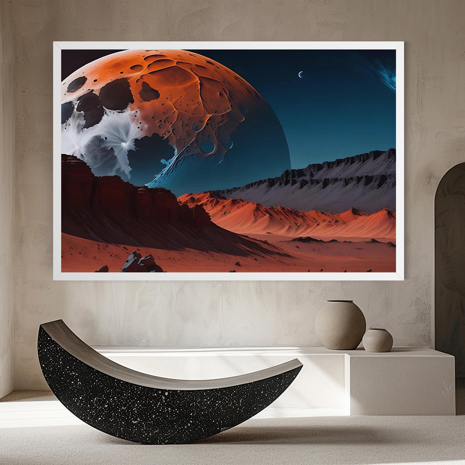 Leinwandbild Grey Orange Moon Art mockup 8