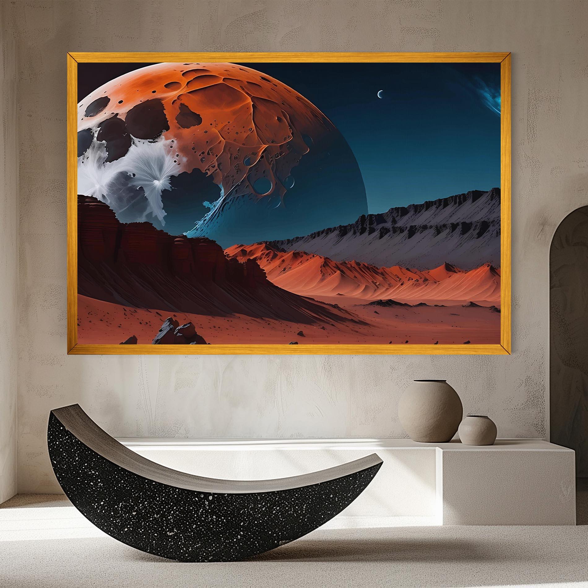 Leinwandbild Grey Orange Moon Art mockup 8