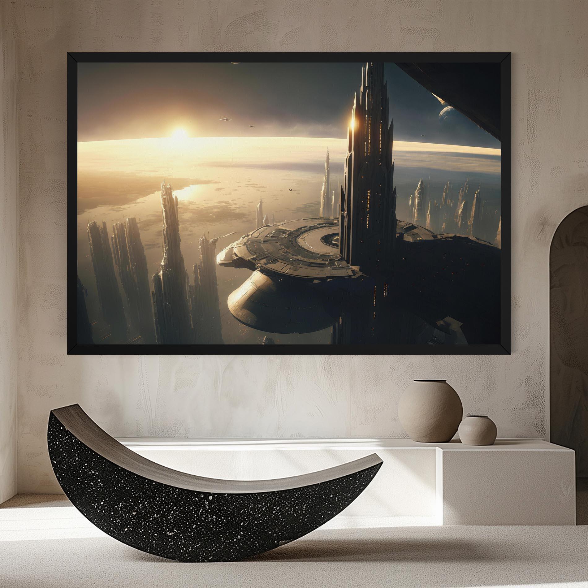 Leinwandbild Fantasy Futuristic Cityscape mockup 8