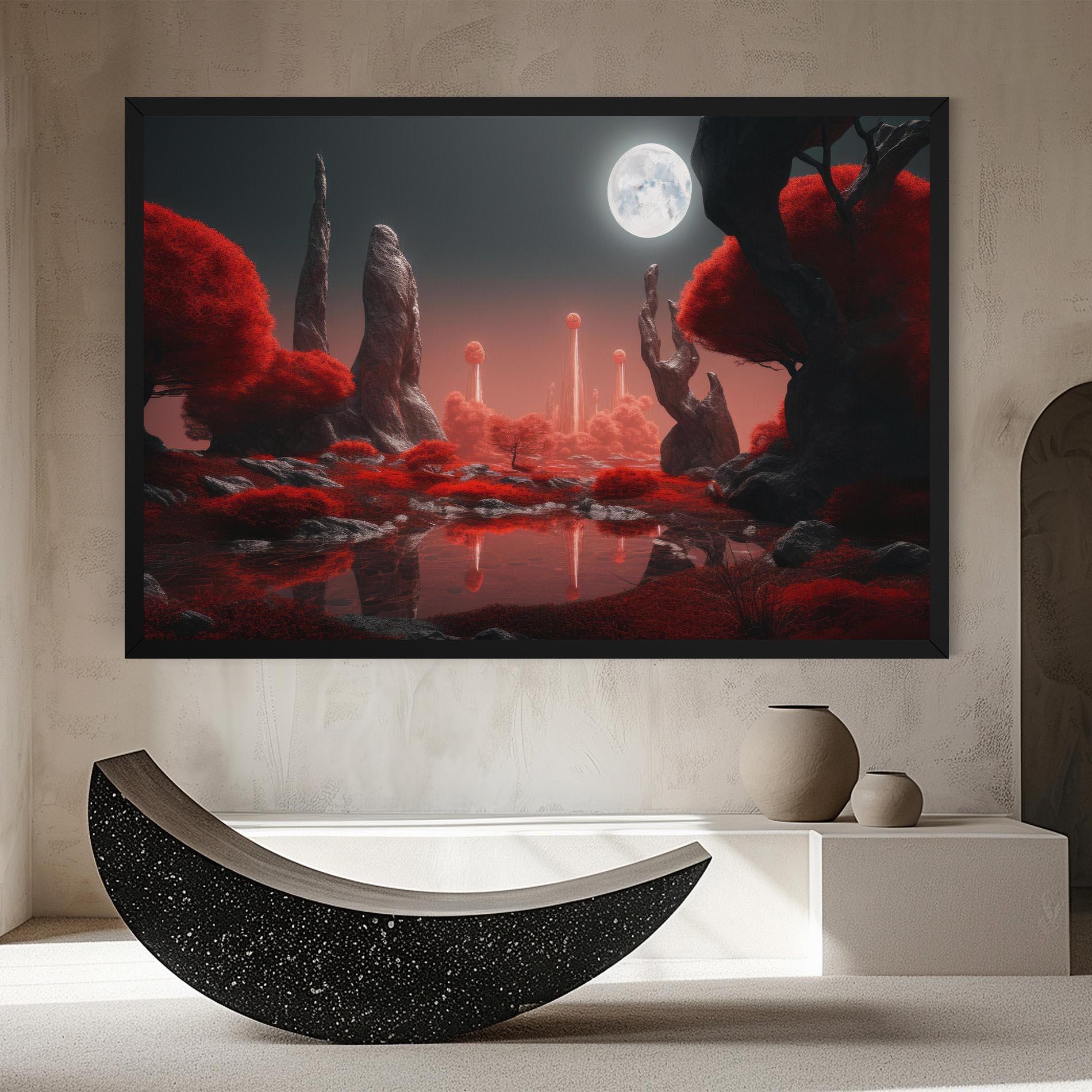 Leinwandbild Red Alien Trees mockup 8