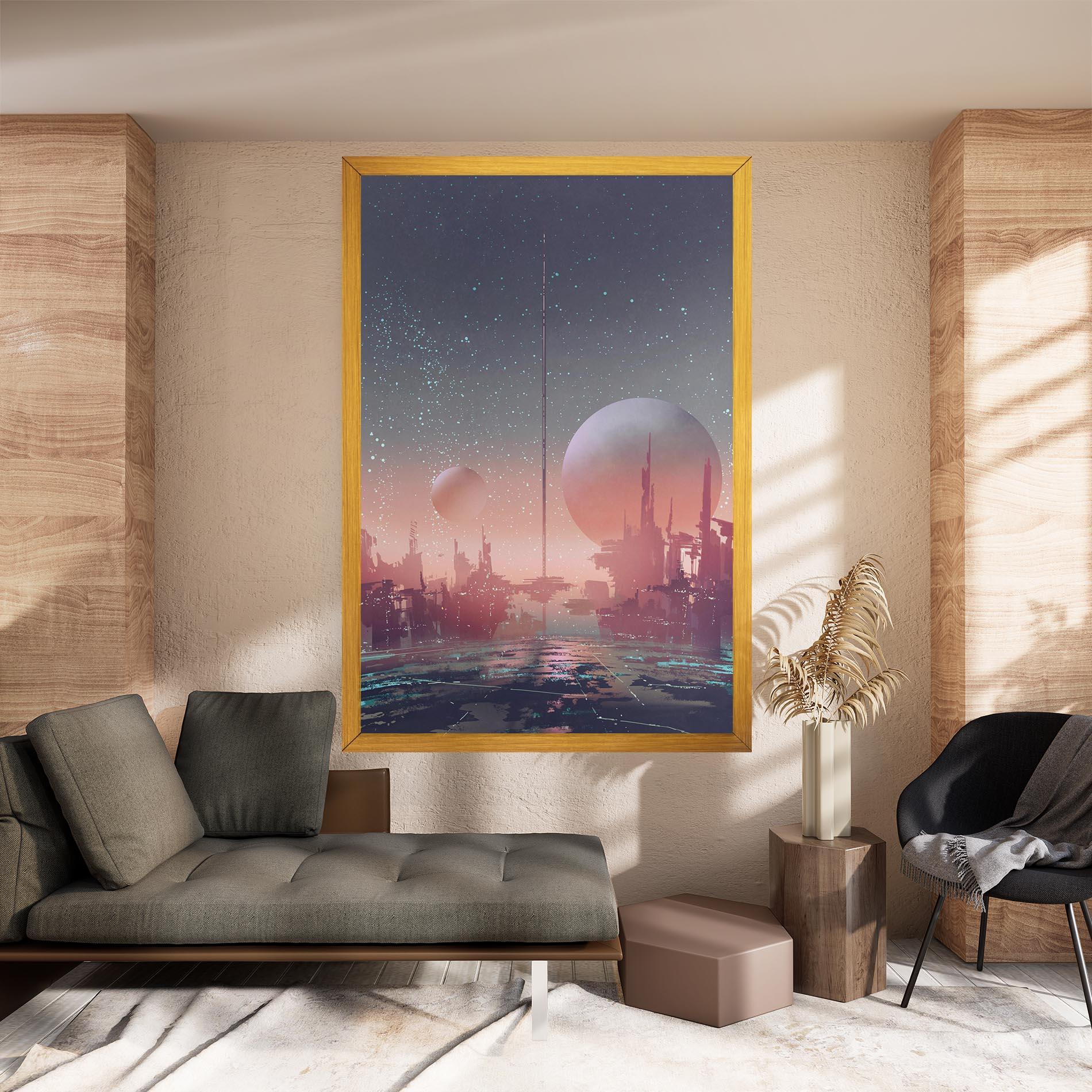 Leinwandbild Futuristic Alien Buildings mockup 8