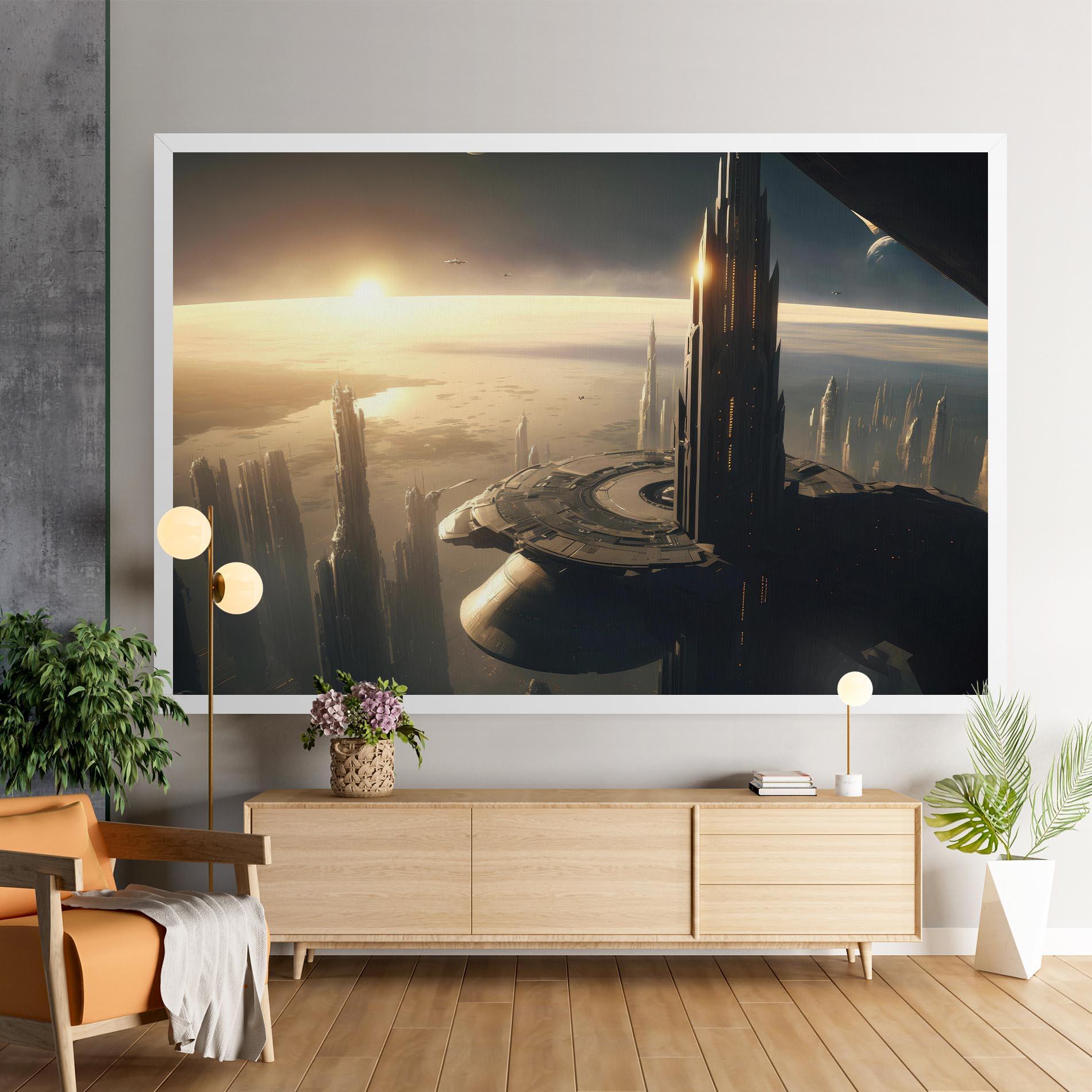 Leinwandbild Fantasy Futuristic Cityscape mockup 9