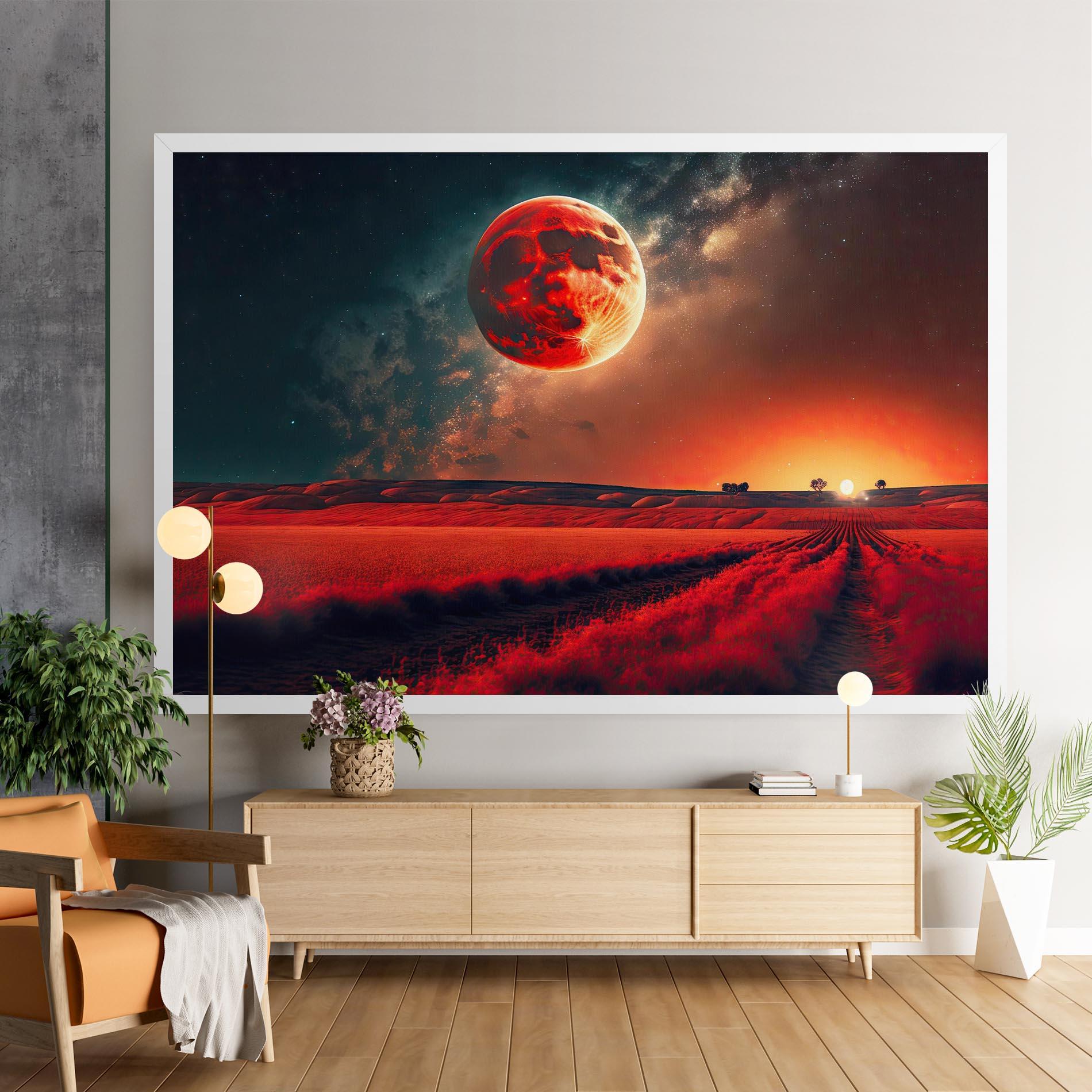 Leinwandbild Huge Red Moon mockup 9