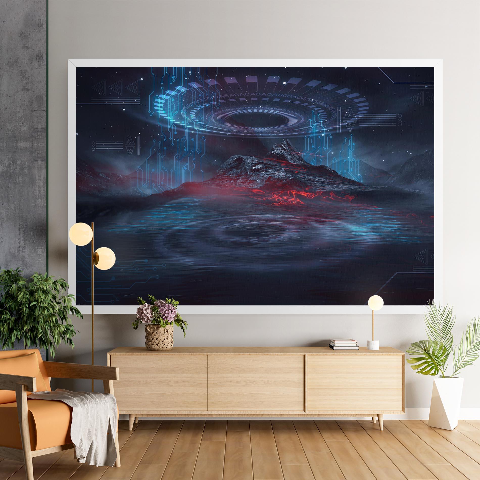 Leinwandbild Neon Space Galaxy mockup 9