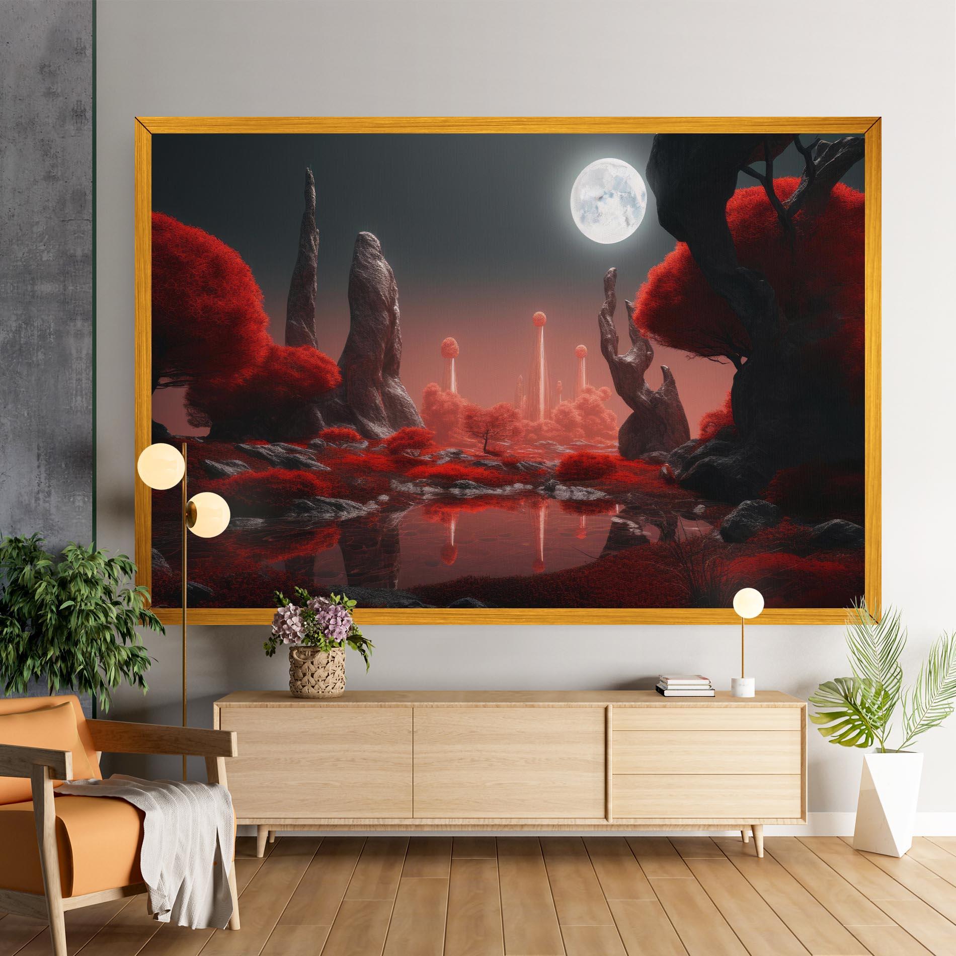 Leinwandbild Red Alien Trees mockup 9