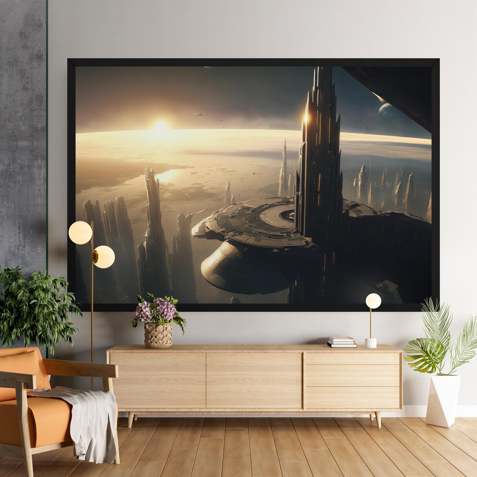 Leinwandbild Fantasy Futuristic Cityscape mockup 9