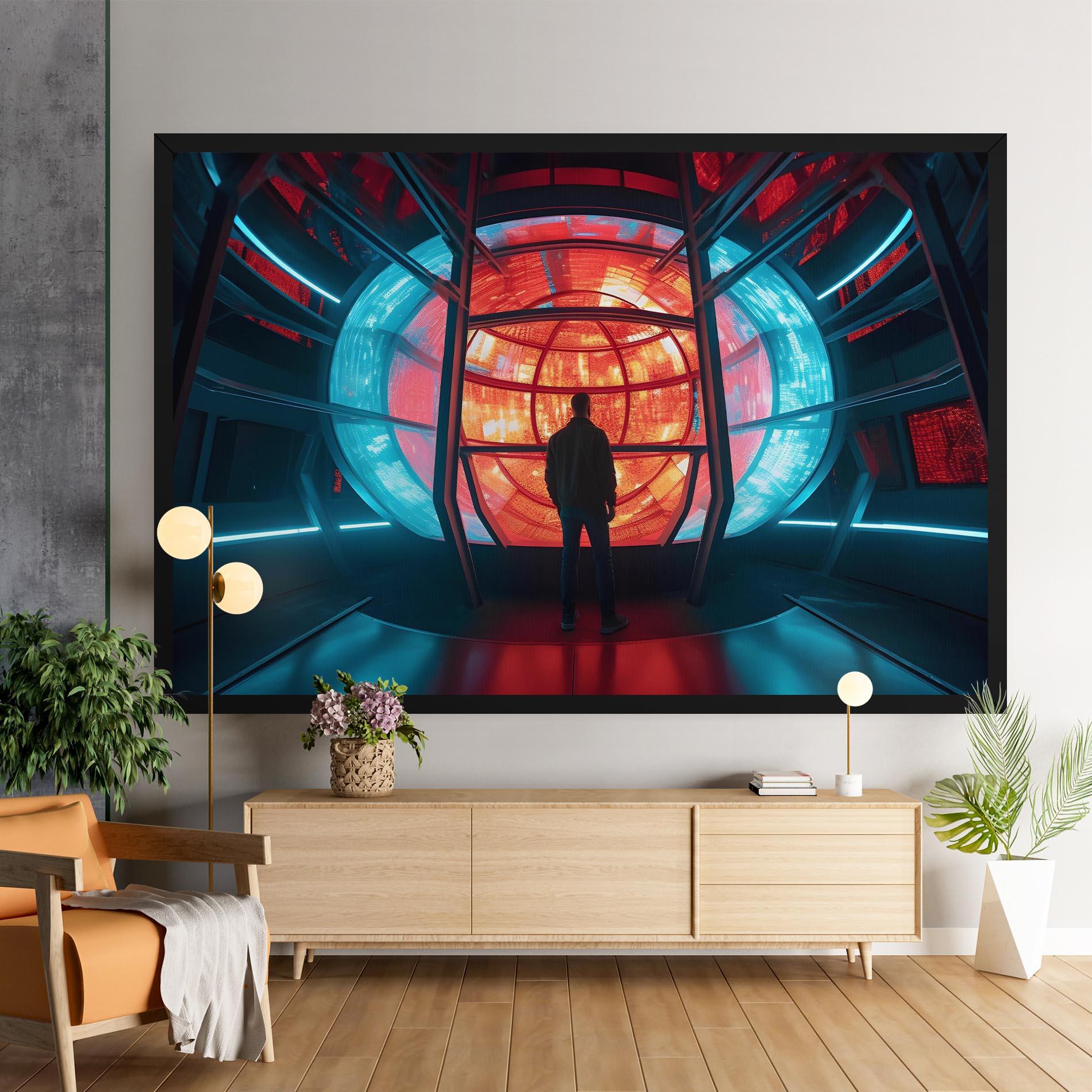 Leinwandbild Tunnel Red Blue Light mockup 9