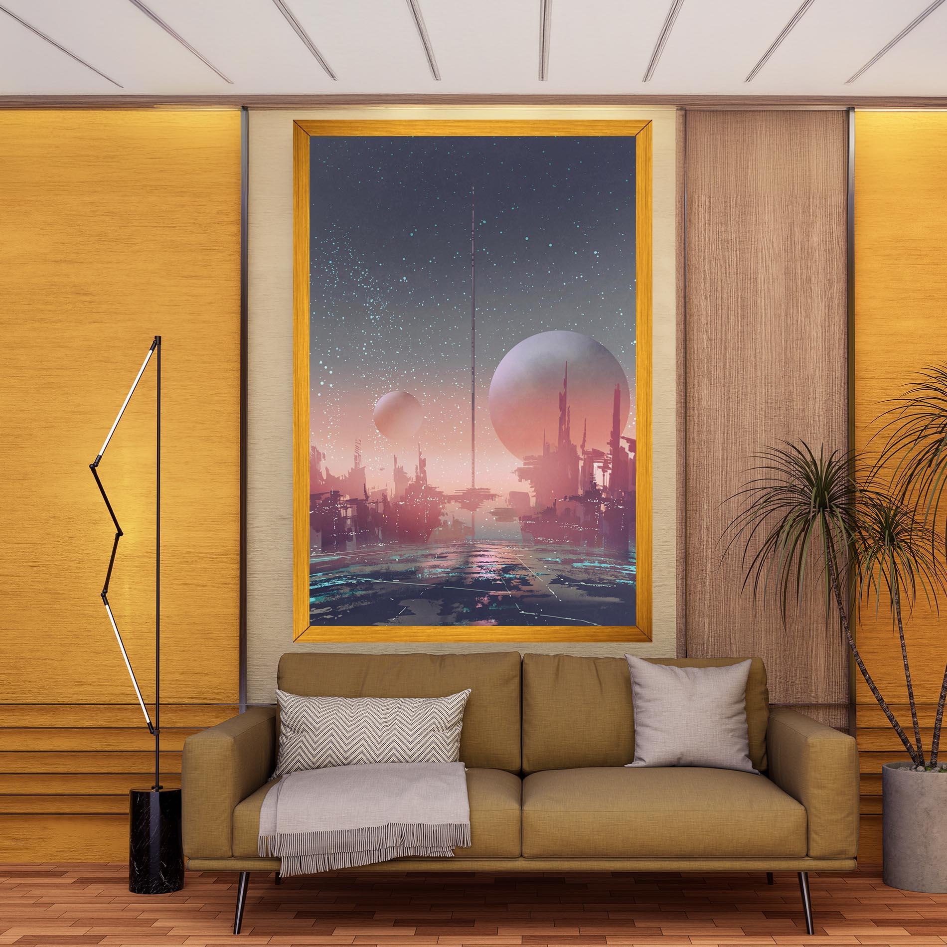 Leinwandbild Futuristic Alien Buildings mockup 9