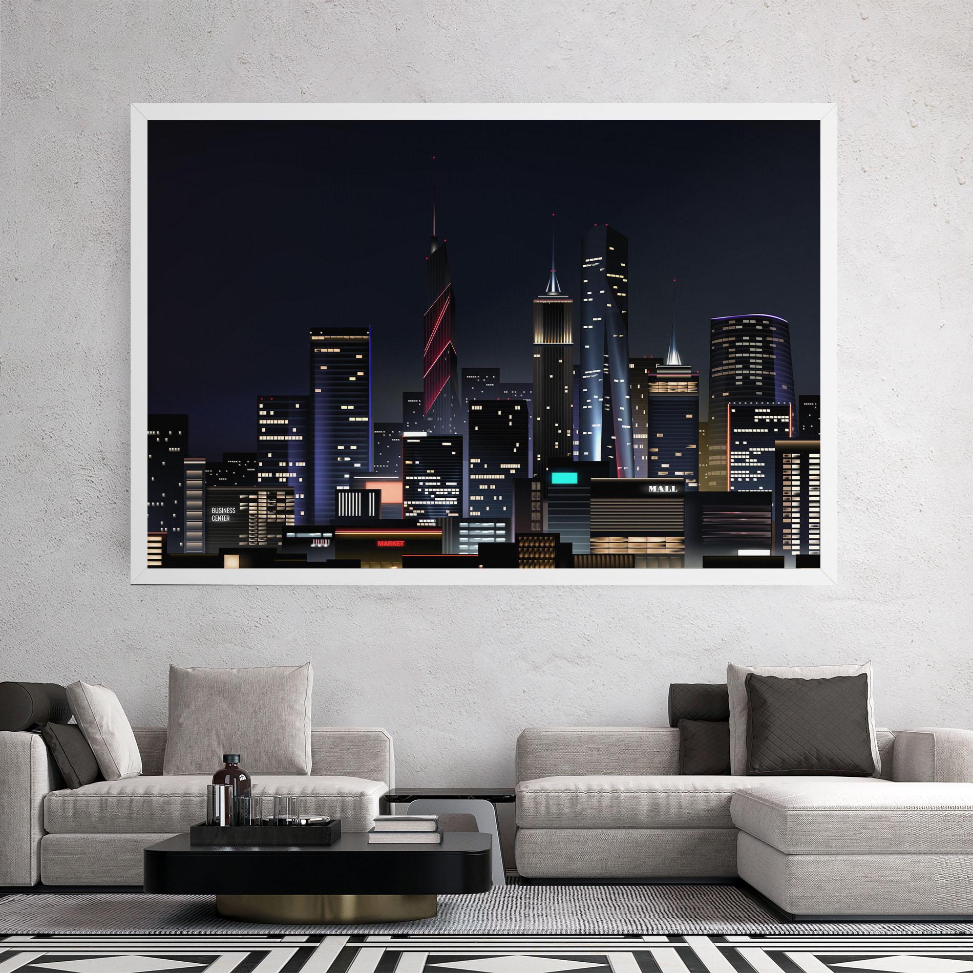 Leinwandbild Night City mockup 2