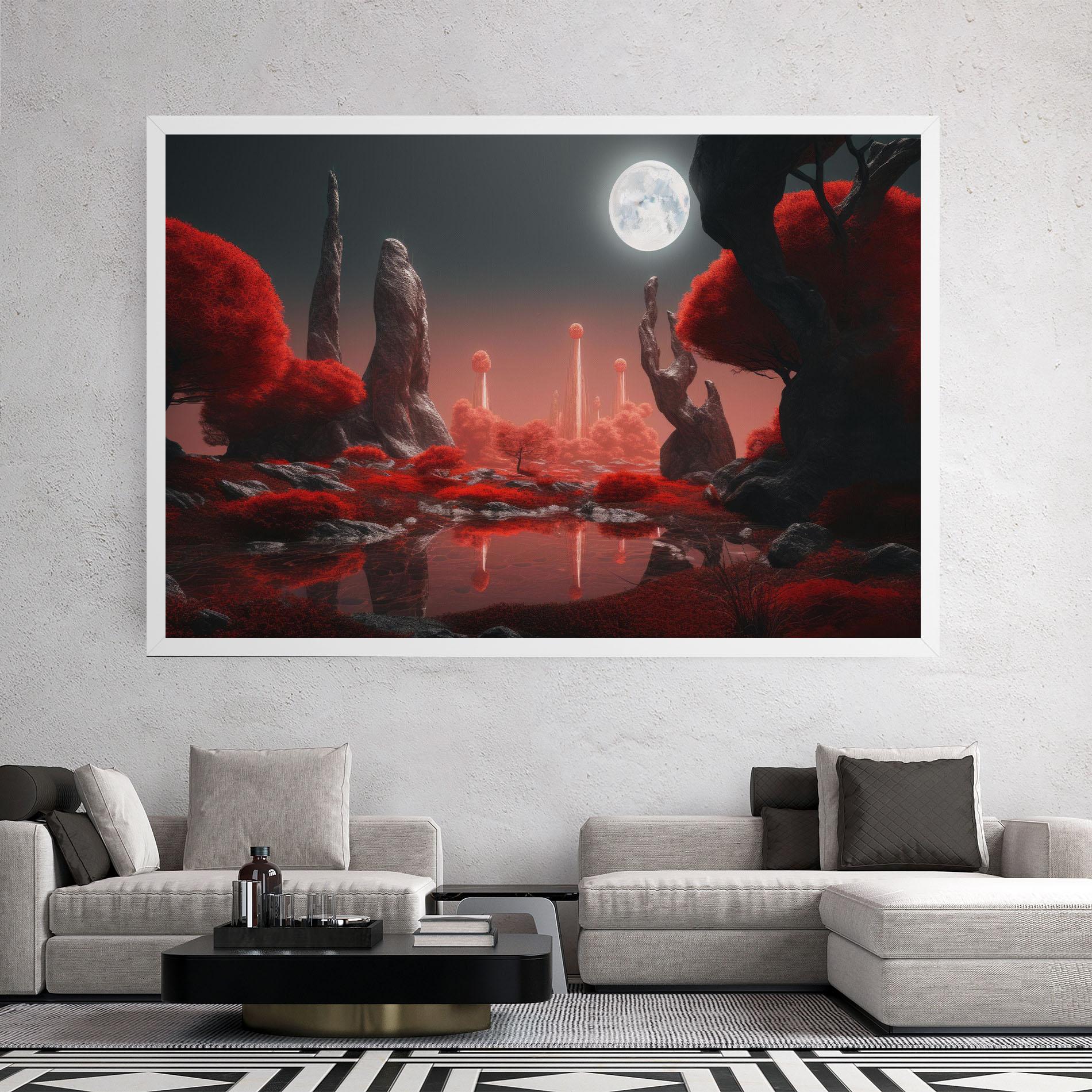 Leinwandbild Red Alien Trees mockup 2