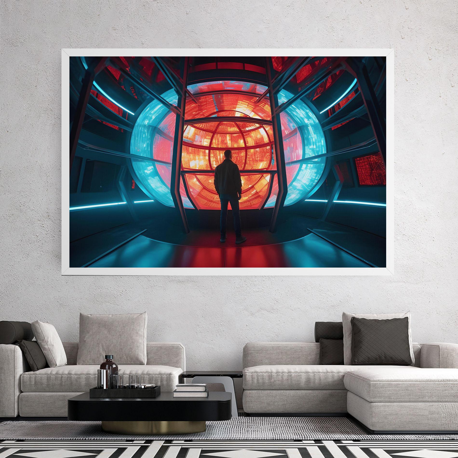 Leinwandbild Tunnel Red Blue Light mockup 2