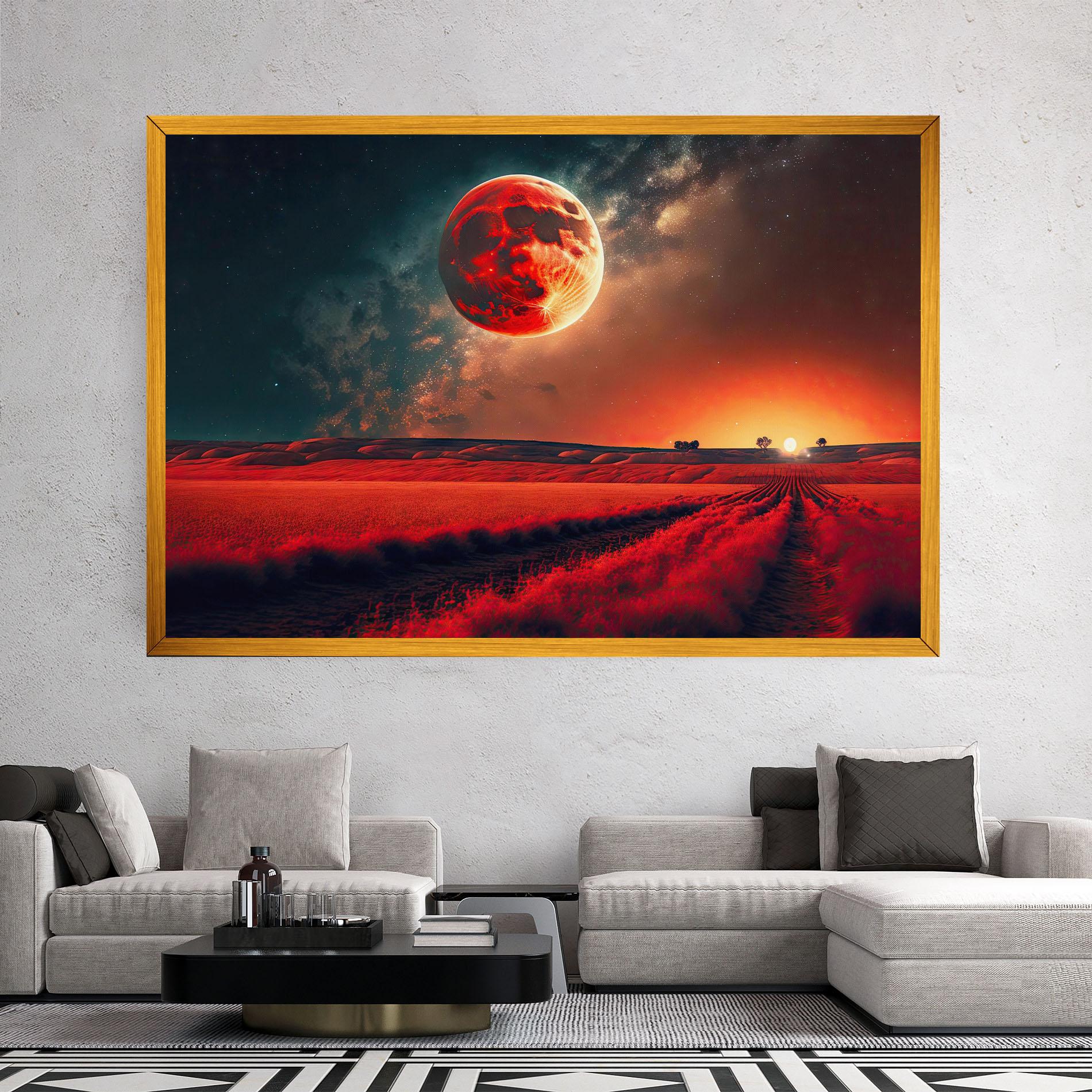 Leinwandbild Huge Red Moon mockup 2