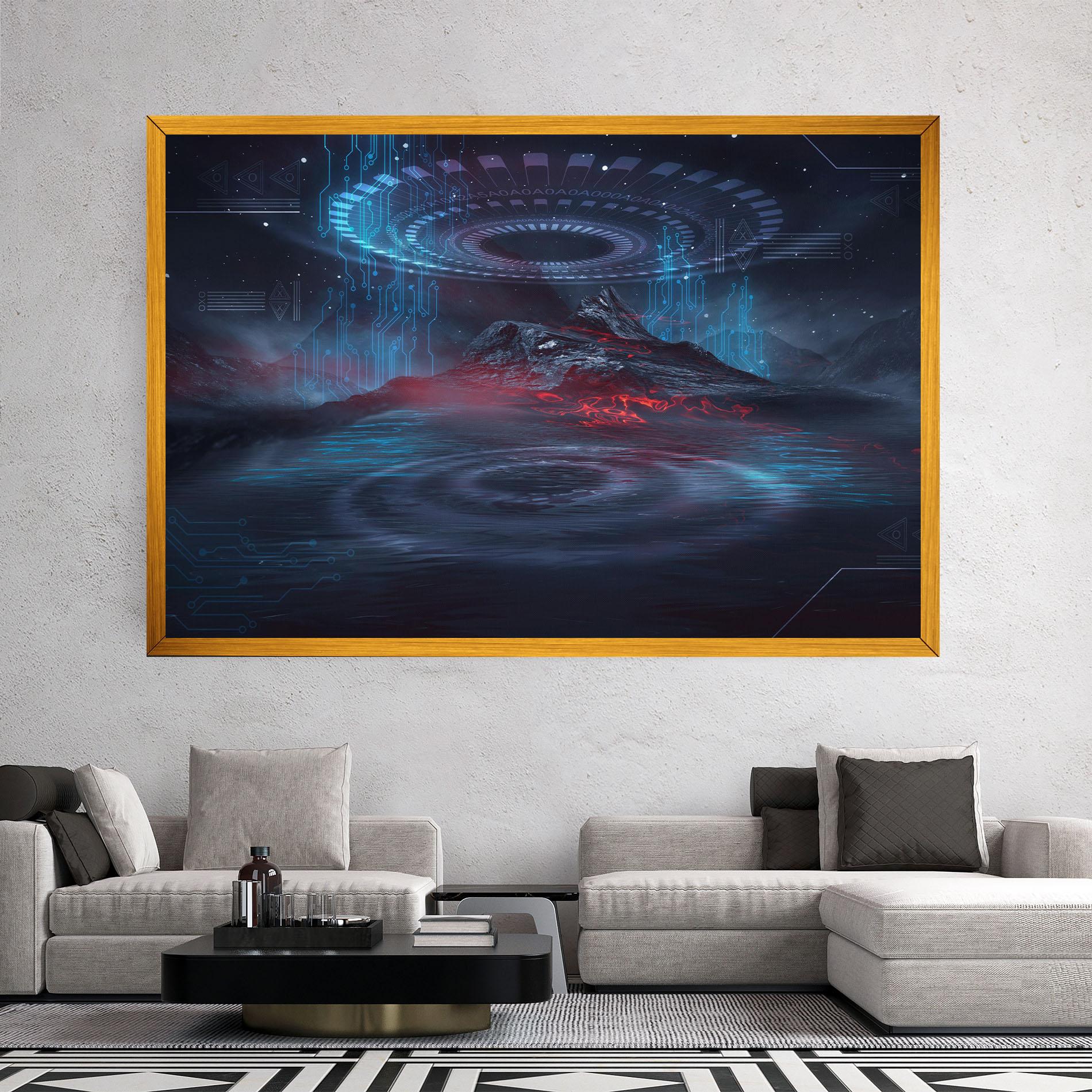 Leinwandbild Neon Space Galaxy mockup 2