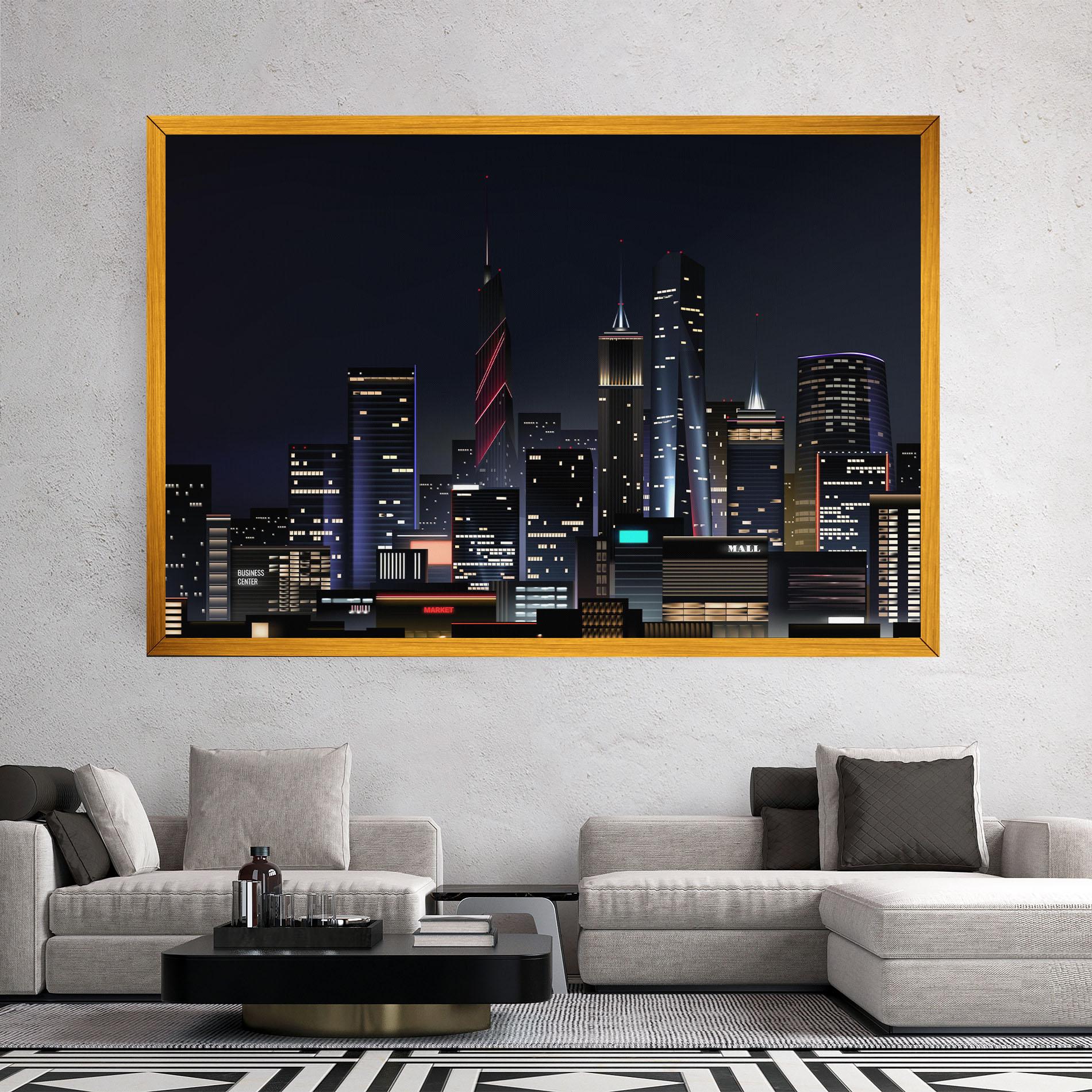 Leinwandbild Night City mockup 2