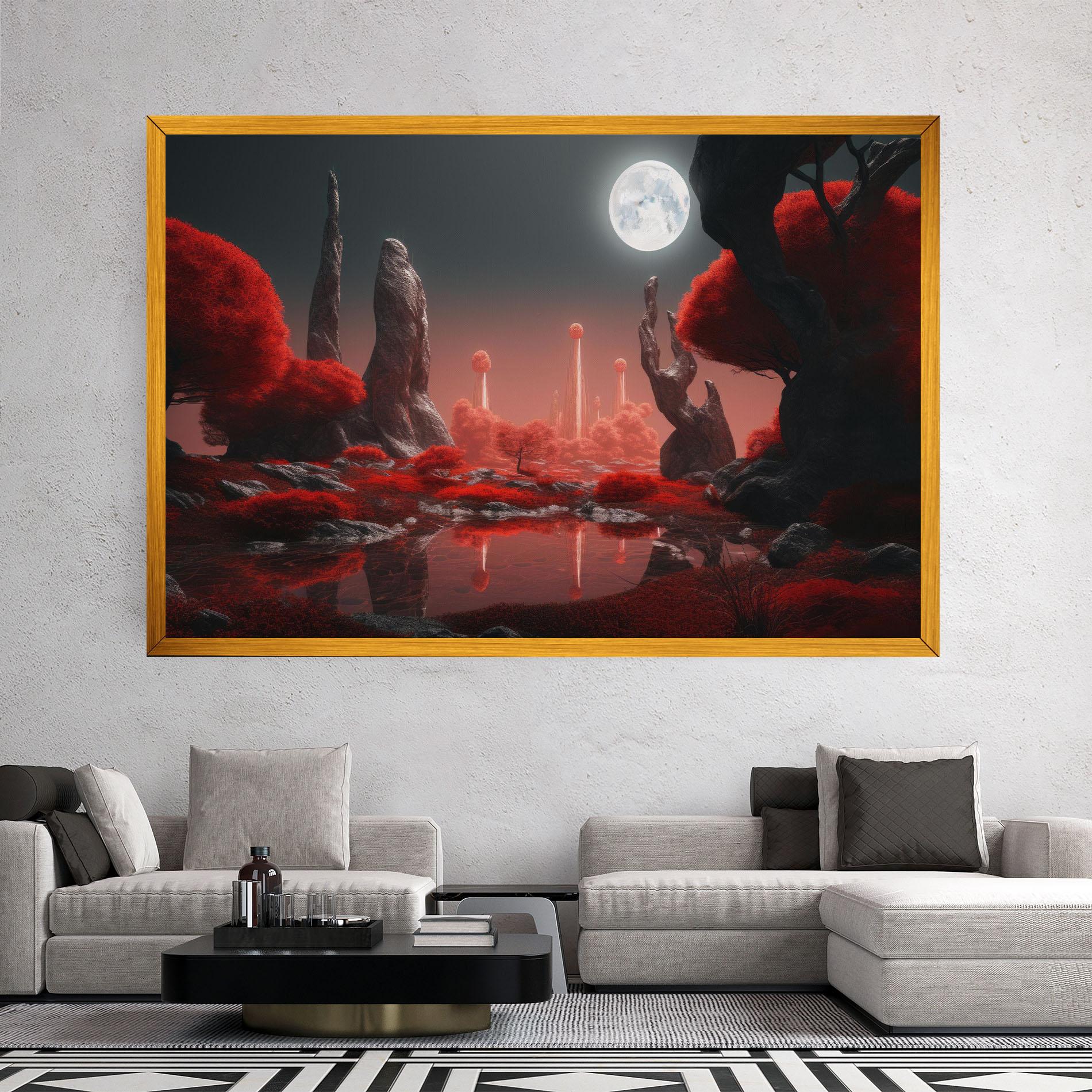 Leinwandbild Red Alien Trees mockup 2