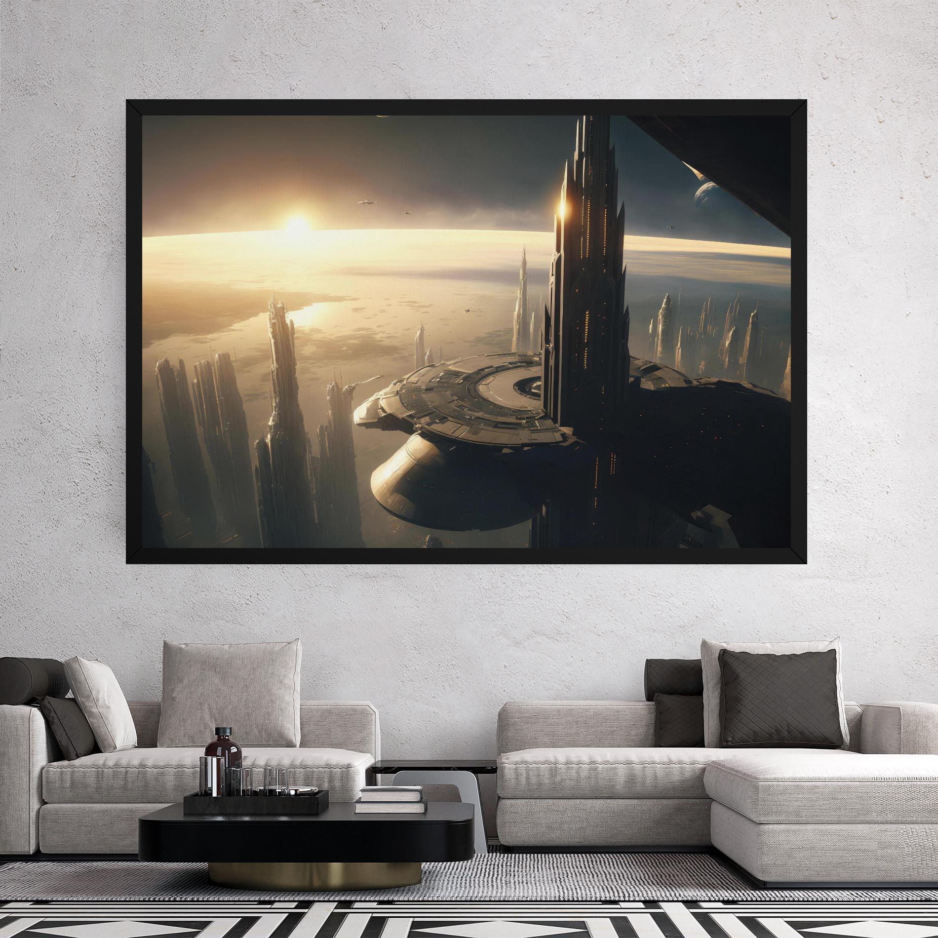 Leinwandbild Fantasy Futuristic Cityscape mockup 2