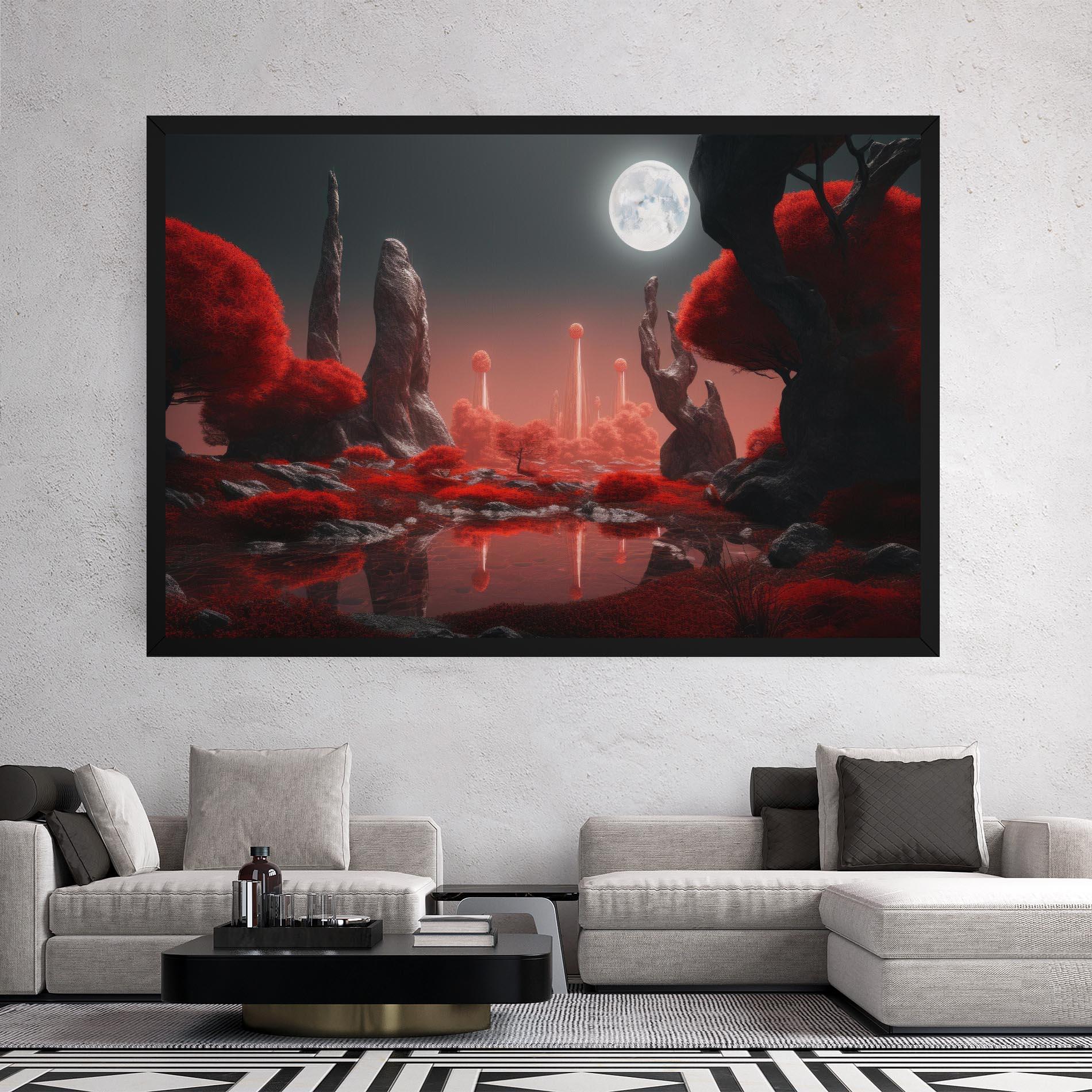 Leinwandbild Red Alien Trees mockup 2