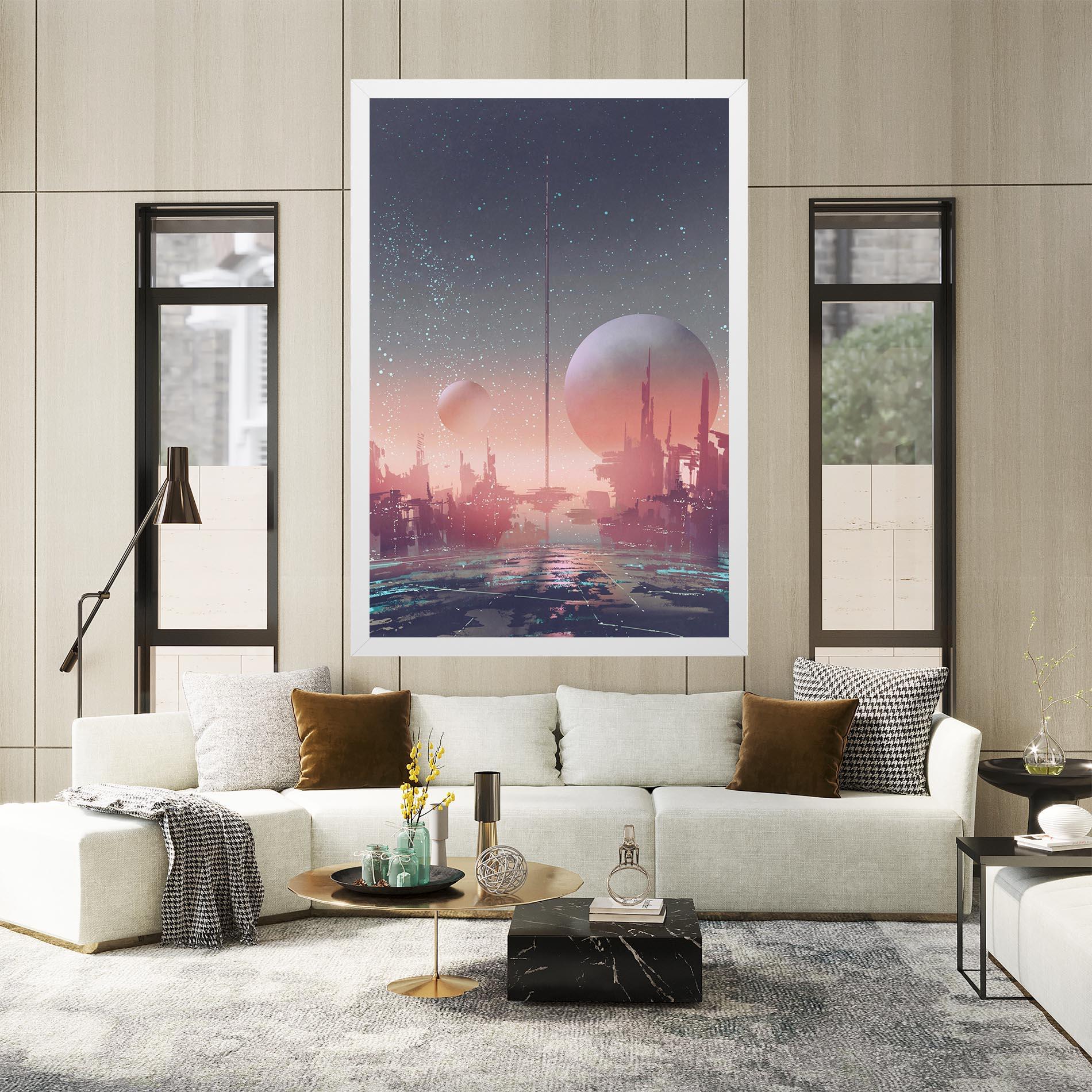 Leinwandbild Futuristic Alien Buildings mockup 2