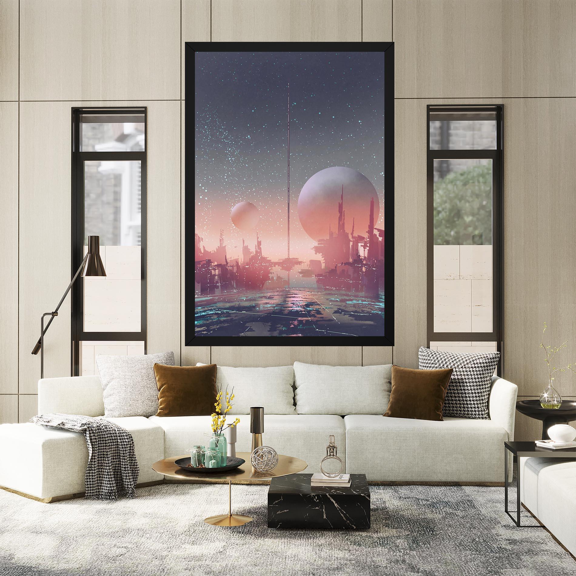 Leinwandbild Futuristic Alien Buildings mockup 2