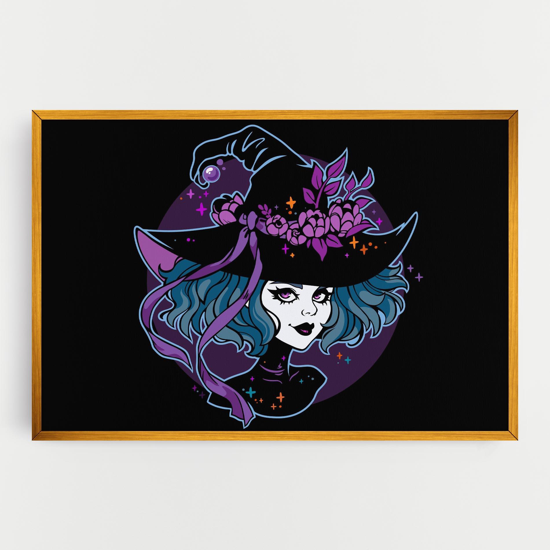 Leinwandbild Cute Purple Witch mockup 0