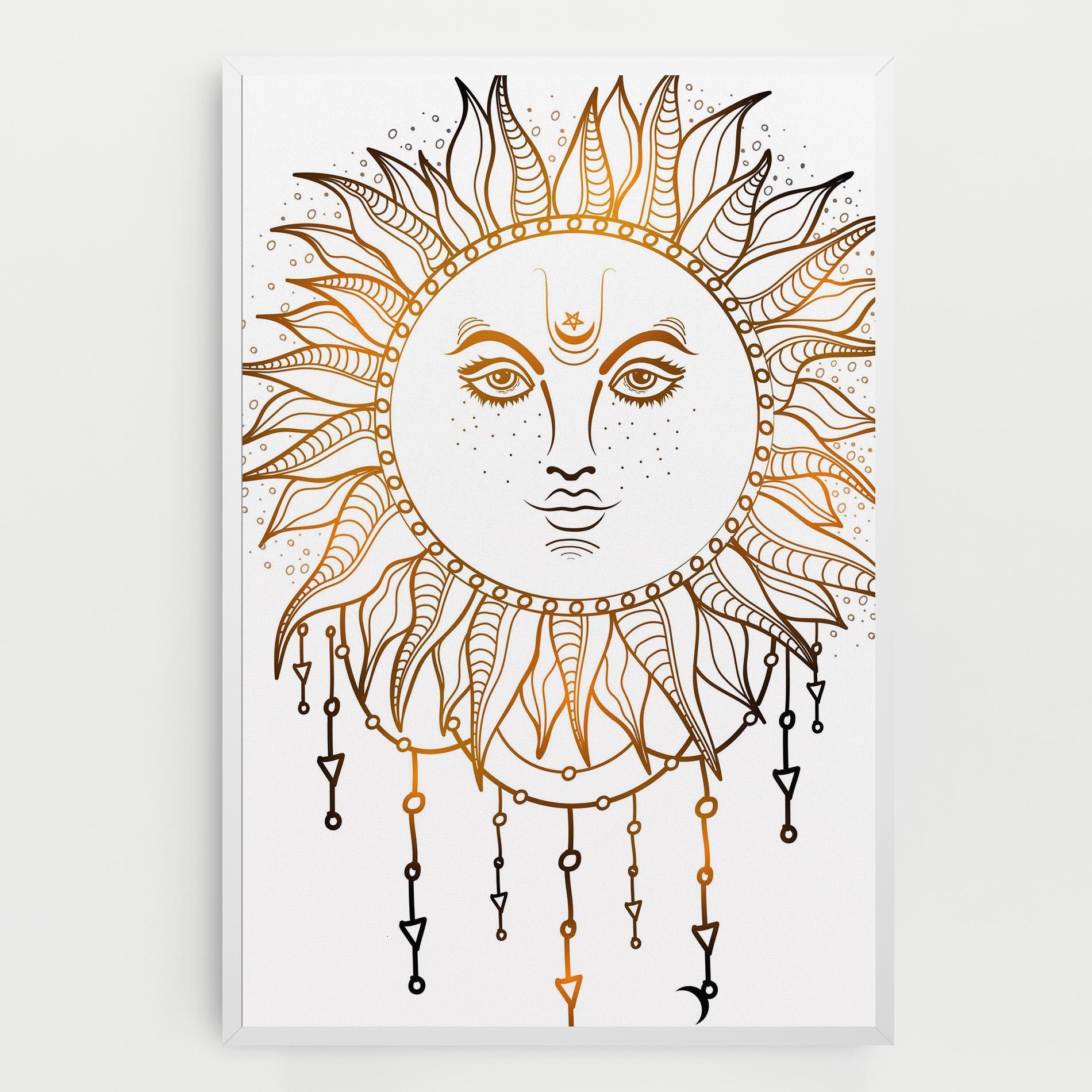 Leinwandbild Gold Sun Face mockup 0