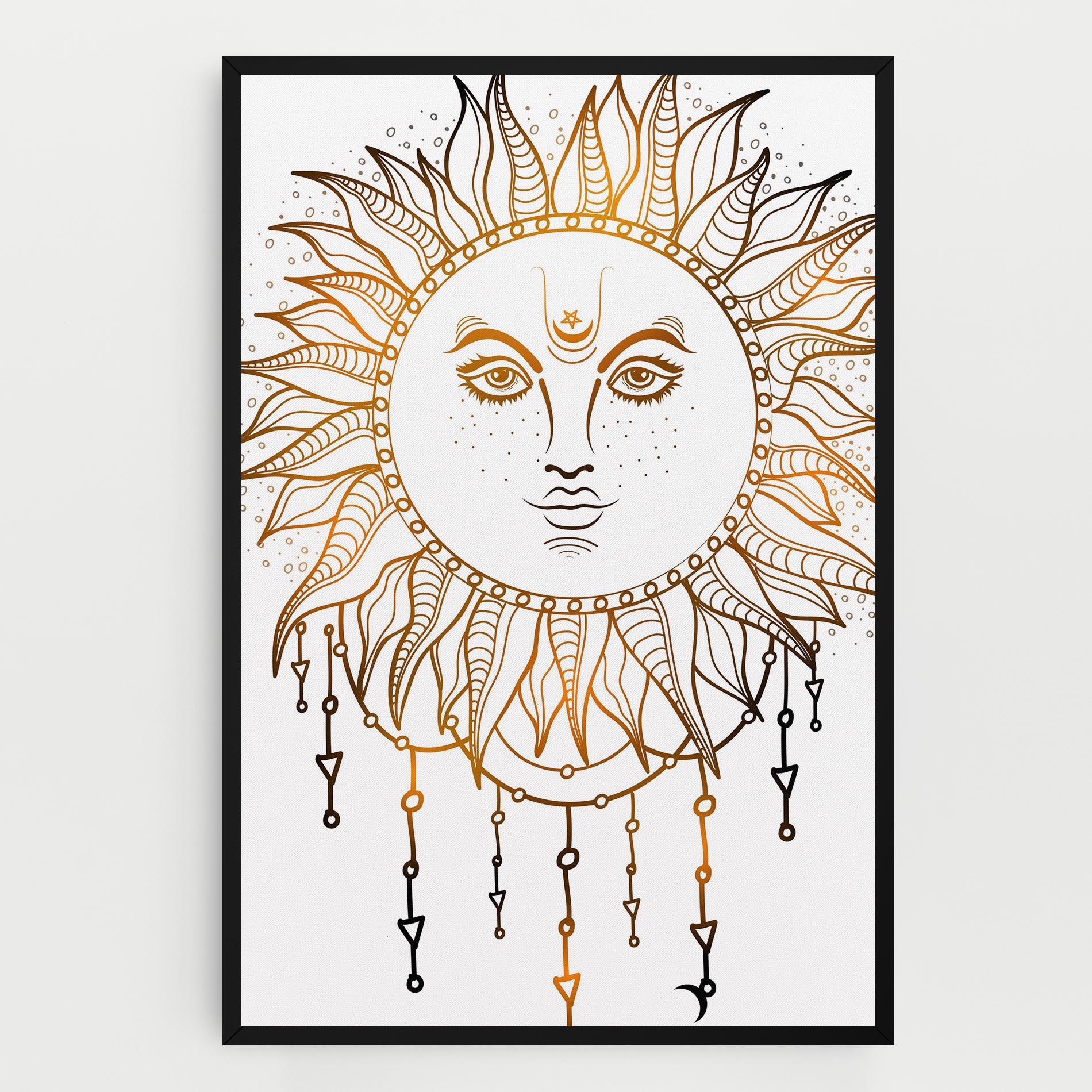 Leinwandbild Gold Sun Face mockup 0