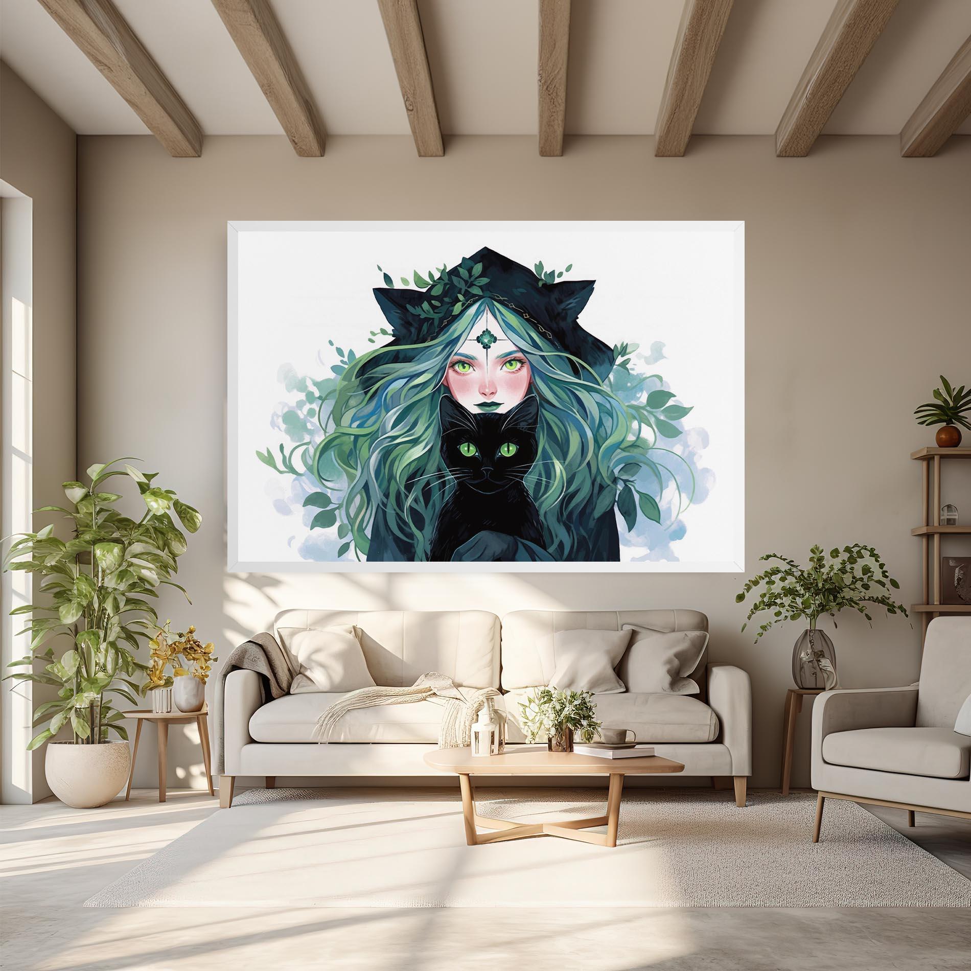 Leinwandbild Magic Cat Witch mockup 6