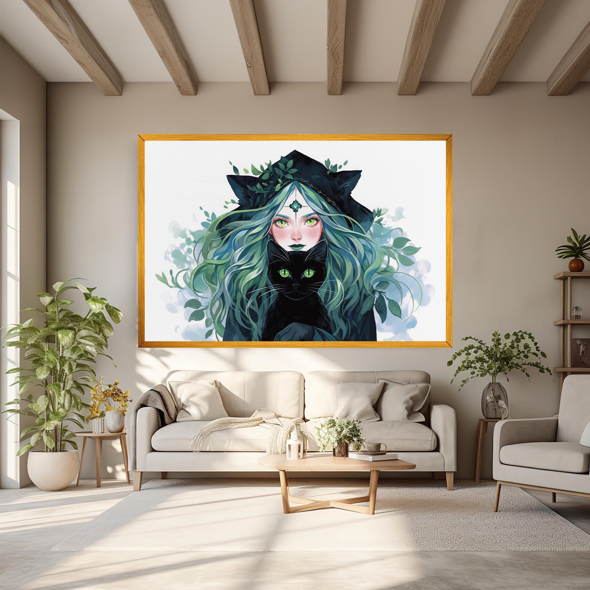 Leinwandbild Magic Cat Witch mockup 6