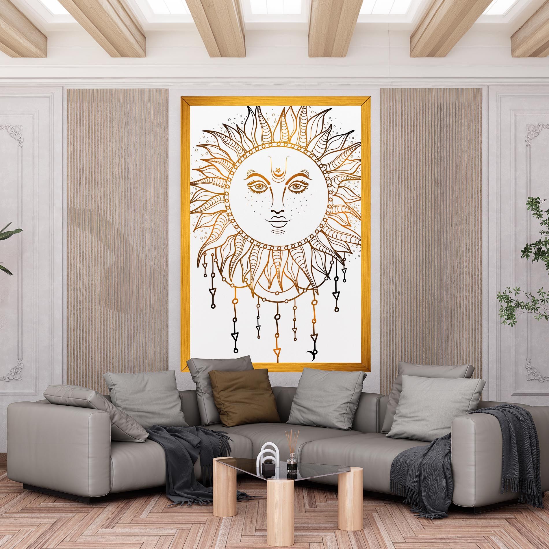 Gold Sun Face mockup 6