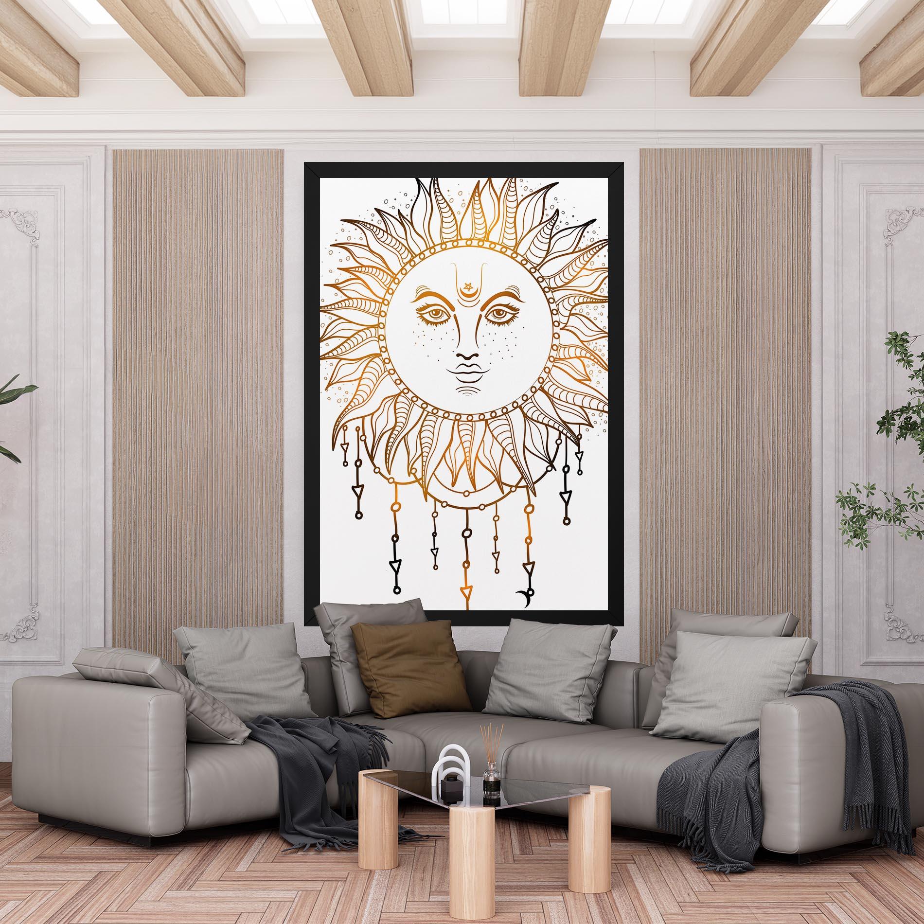 Leinwandbild Gold Sun Face mockup 6