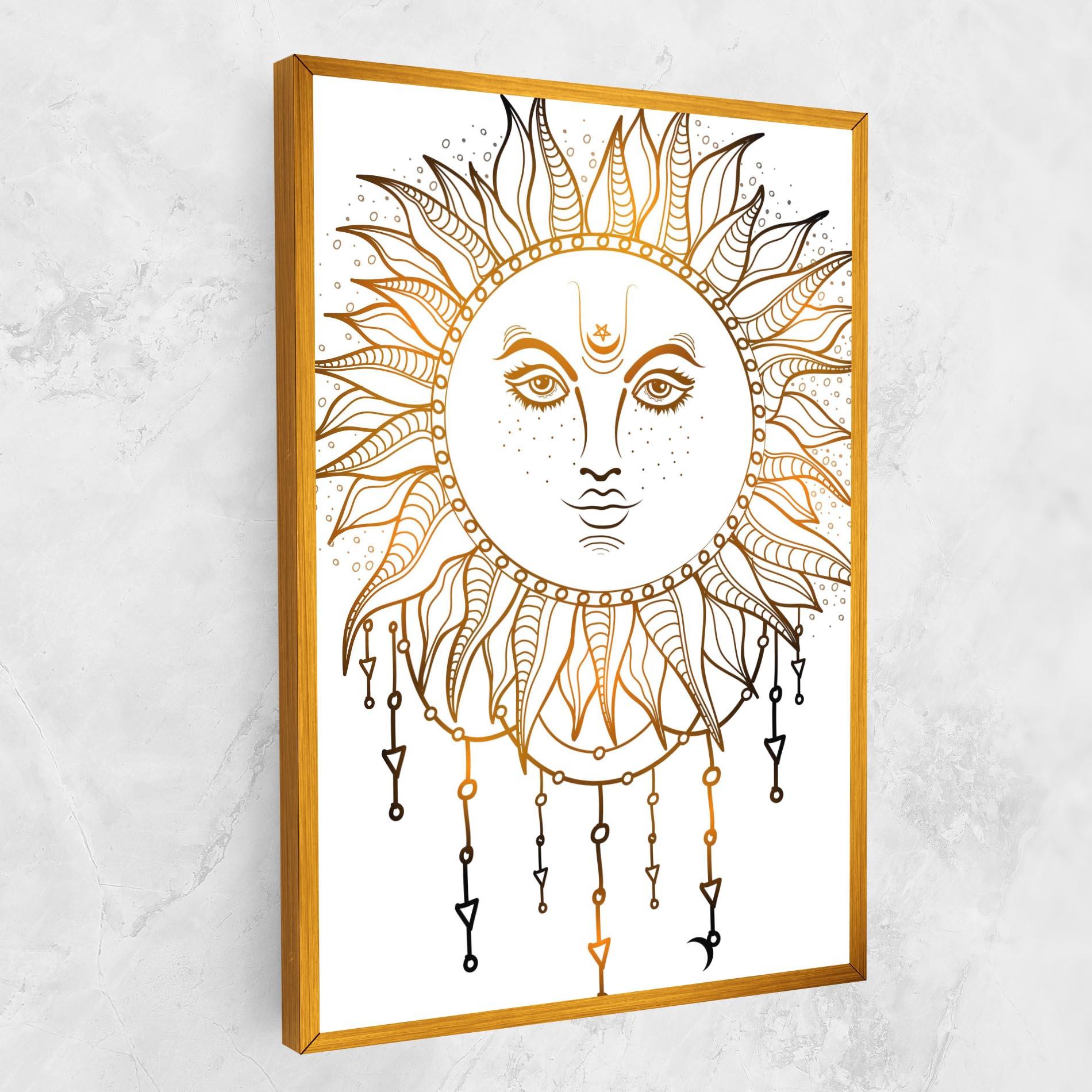 Leinwandbild Gold Sun Face mockup 1